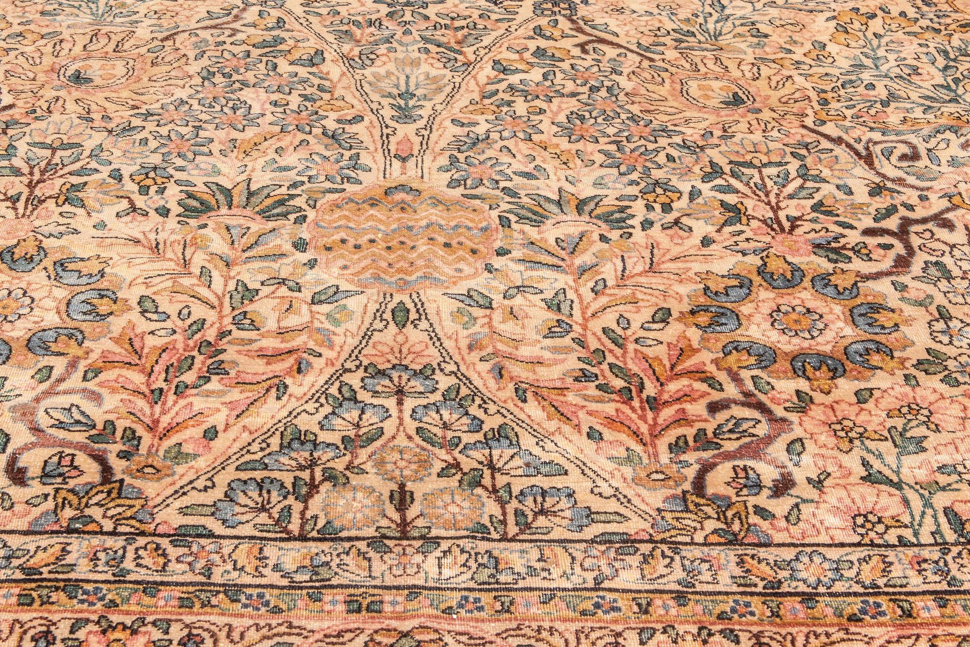 Hand-Woven Authenric Persian Kirman Hand Knotted Wool Rug For Sale