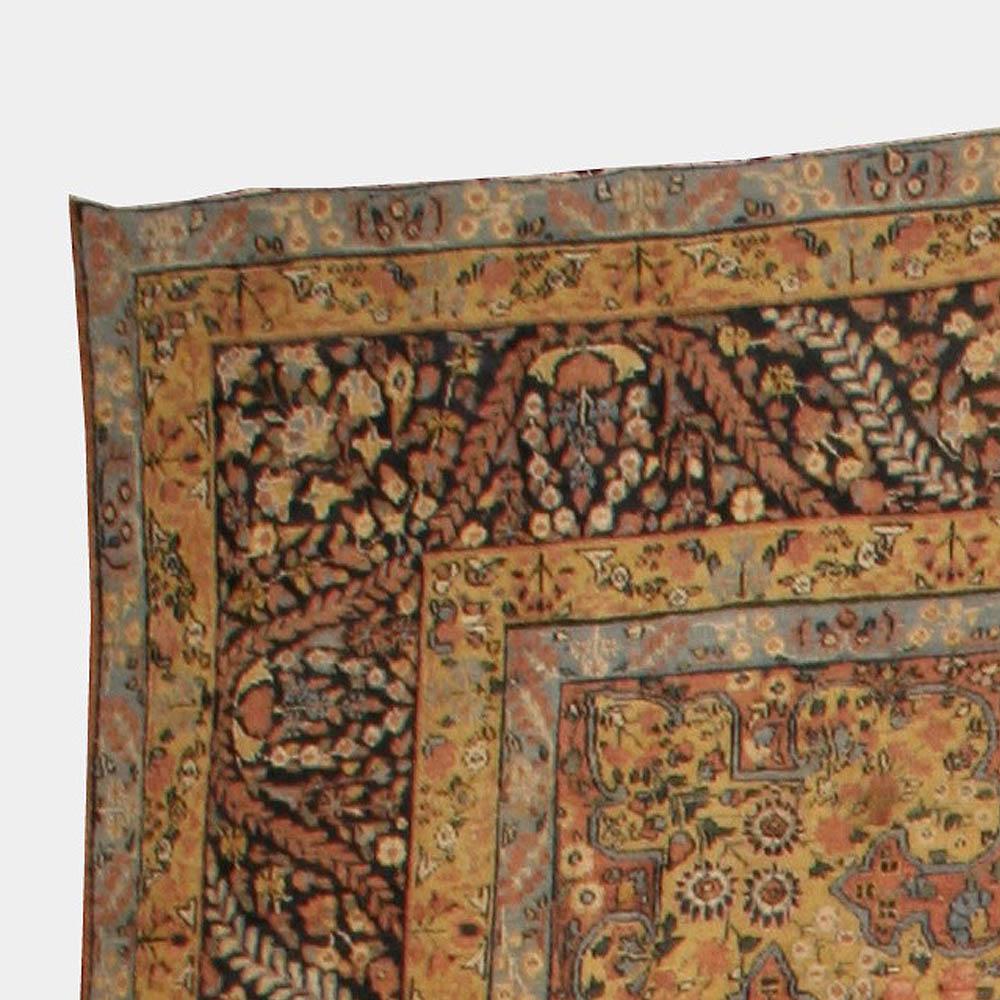 20th Century Antique Persian Kirman Handmade Wool Rug  For Sale
