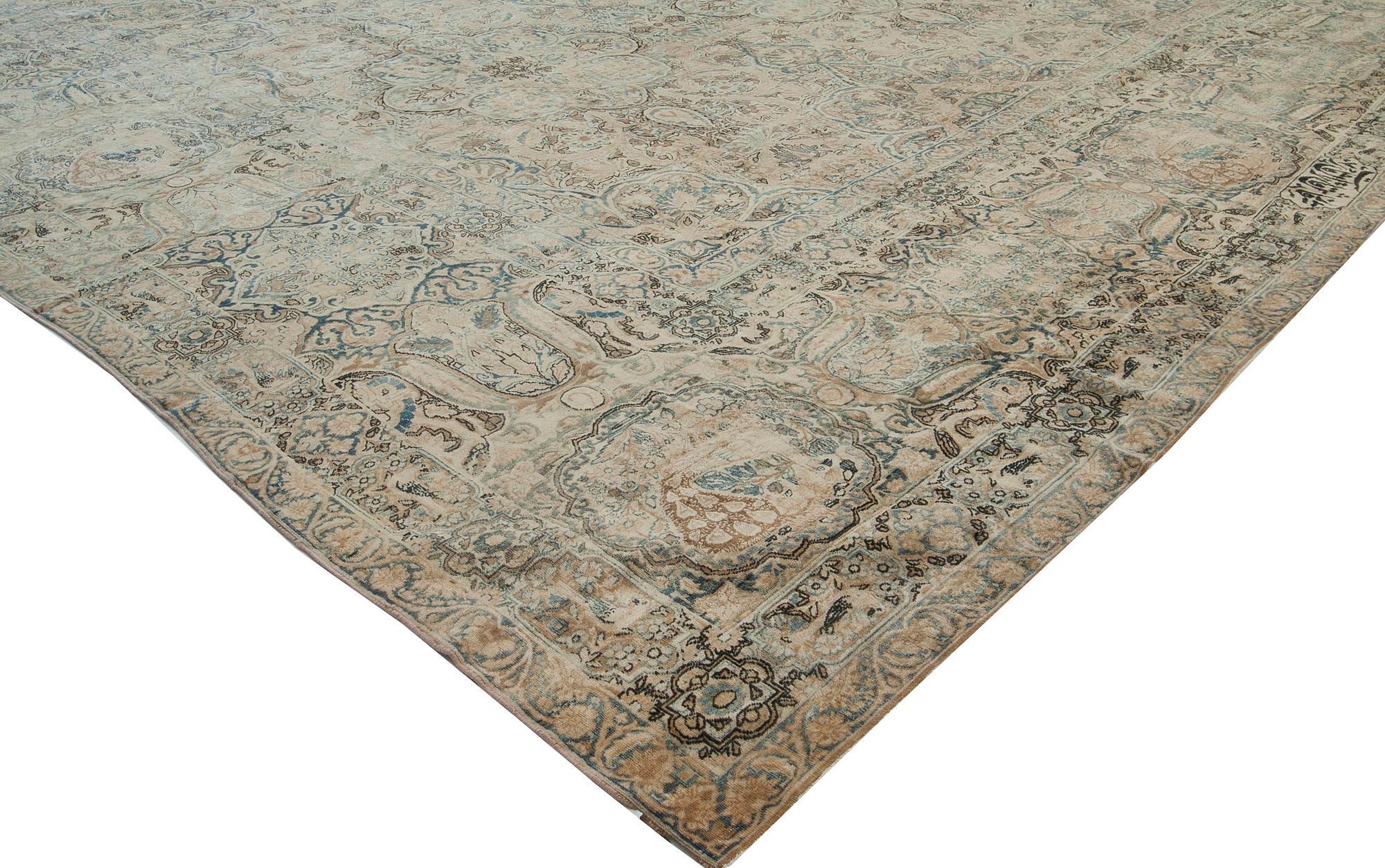 Authentic Persian Kirman Botanic Handmade Wool Rug For Sale 1