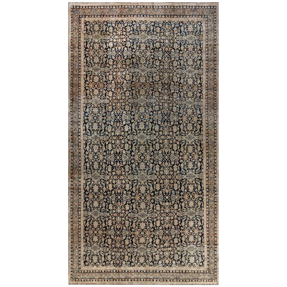 Distressed Vintage Persian Kirman Area Rug with French Victorian Style ...