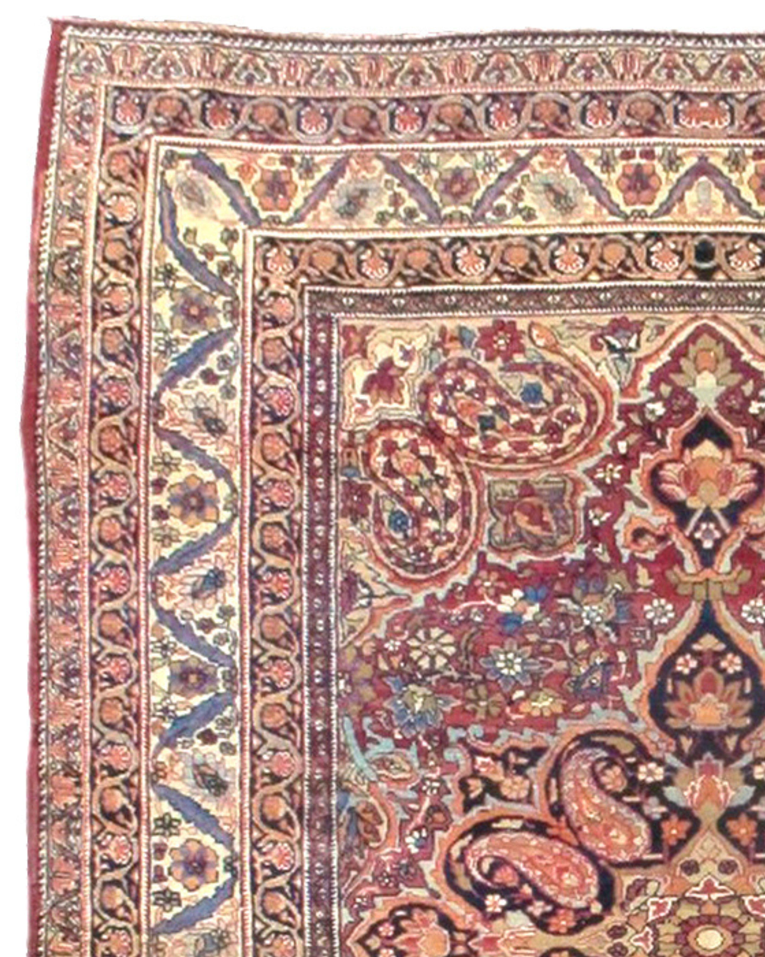 Hand-Knotted Antique Persian Kirman Rug, Late 19th Century For Sale