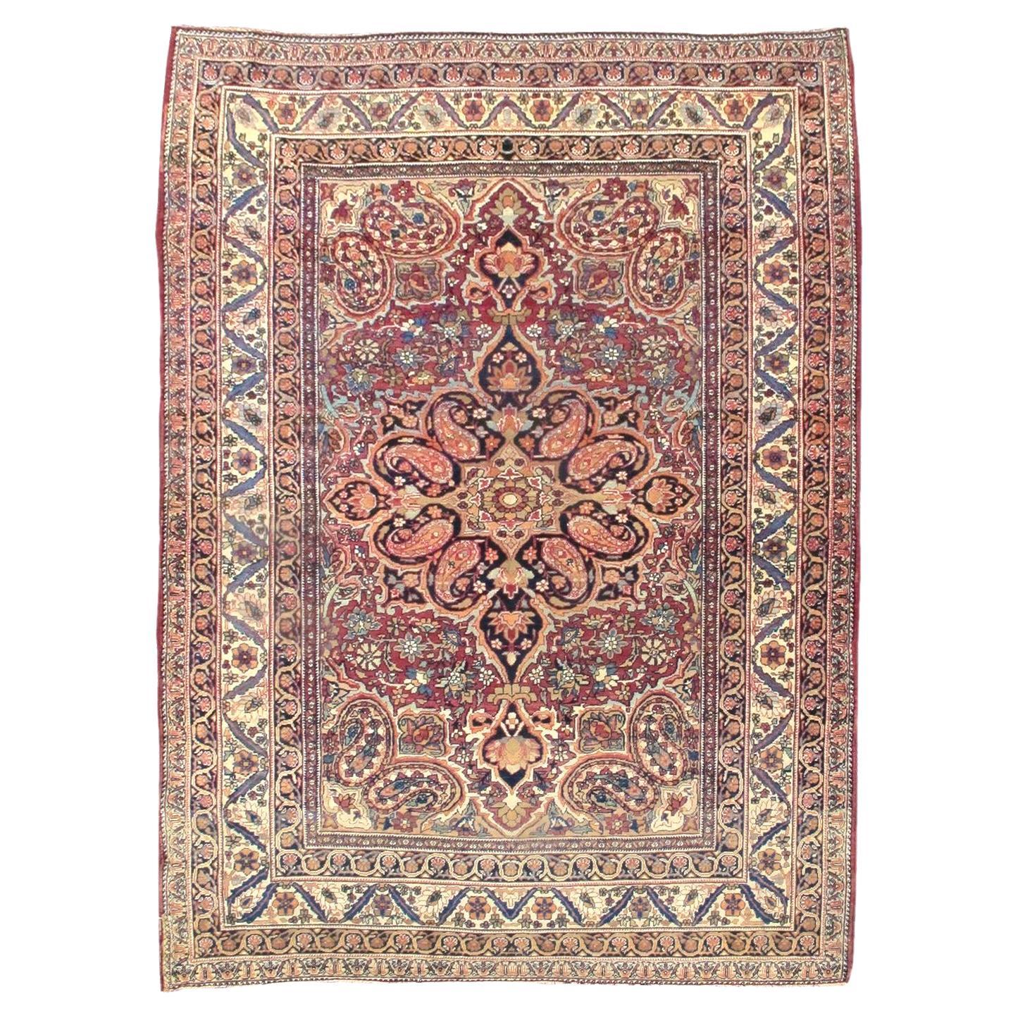 Antique Persian Kirman Rug, Late 19th Century For Sale