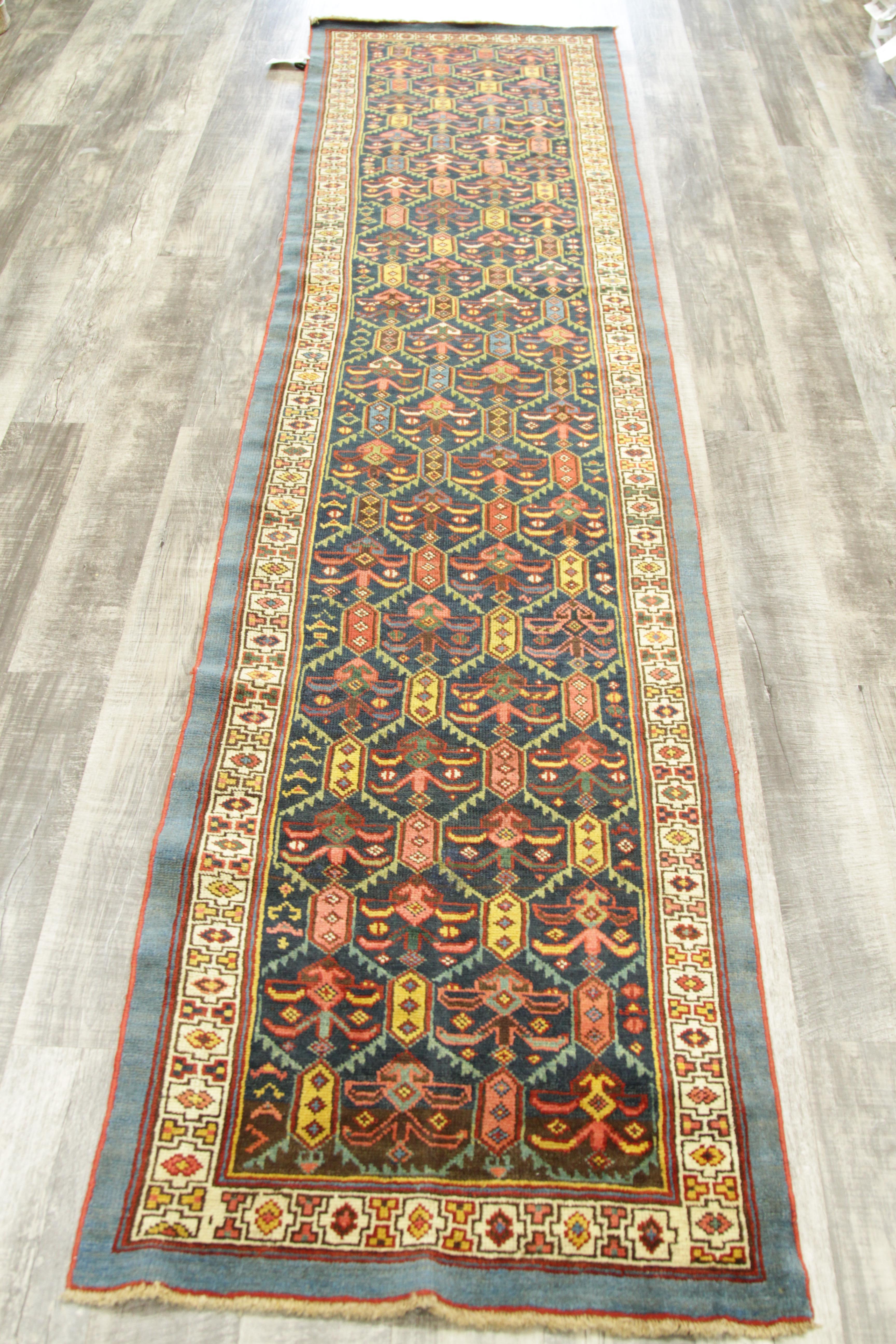 Hand-Knotted Antique Persian Kolayaei Runner Rug, Circa 1920 For Sale