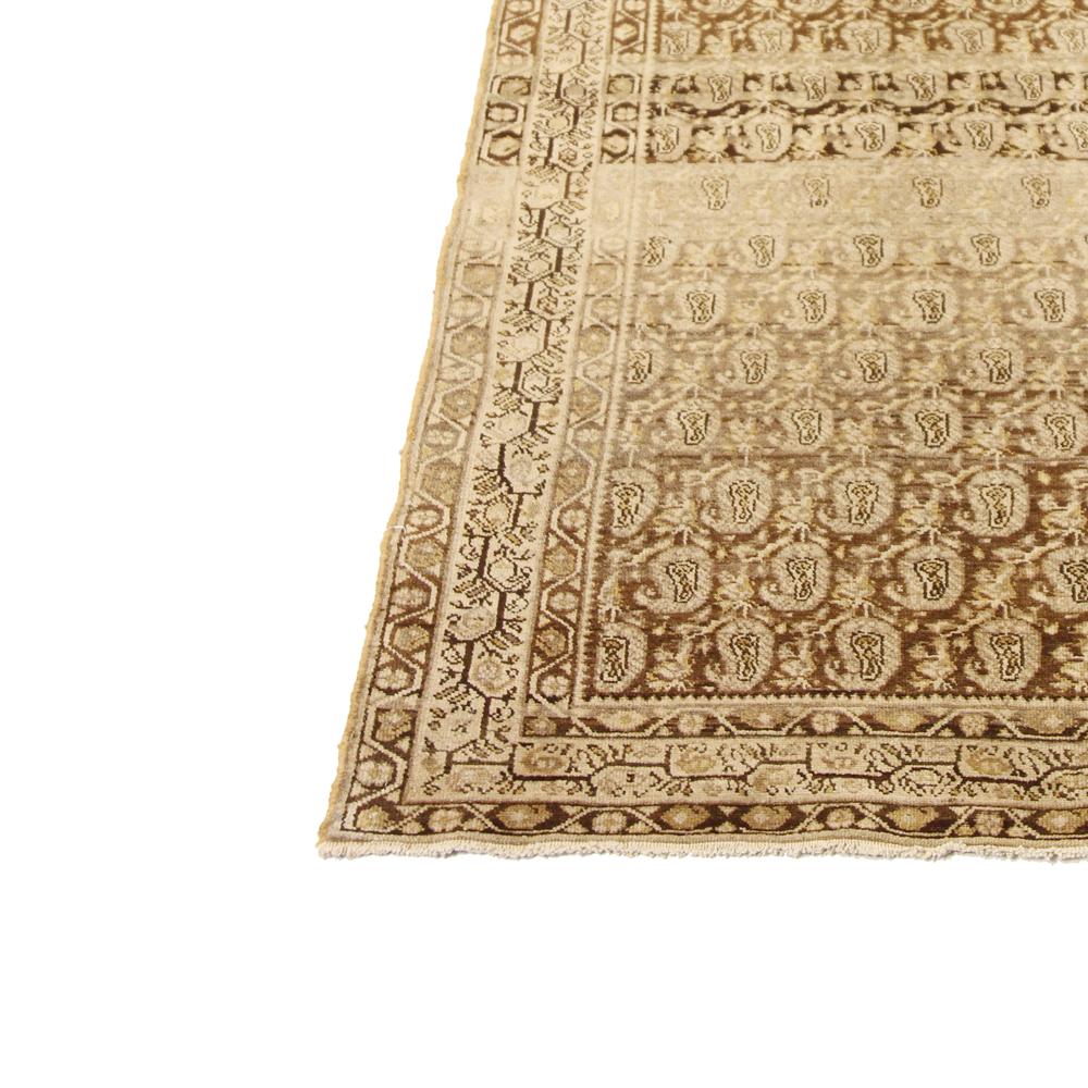 Other Antique Persian Koliai Runner Rug in Brown and Ivory For Sale