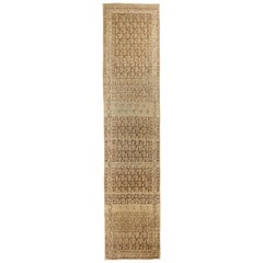 Used Persian Koliai Runner Rug in Brown and Ivory