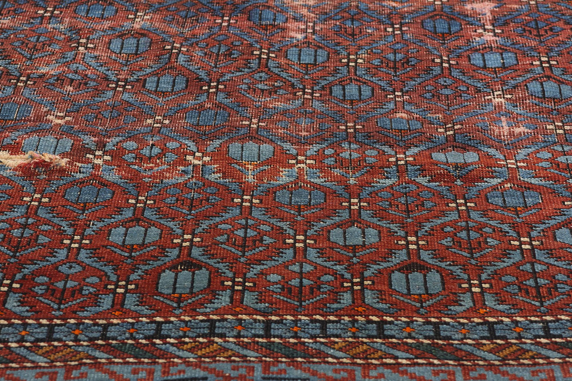 Antique Persian Kuba Rug In Distressed Condition For Sale In Dallas, TX