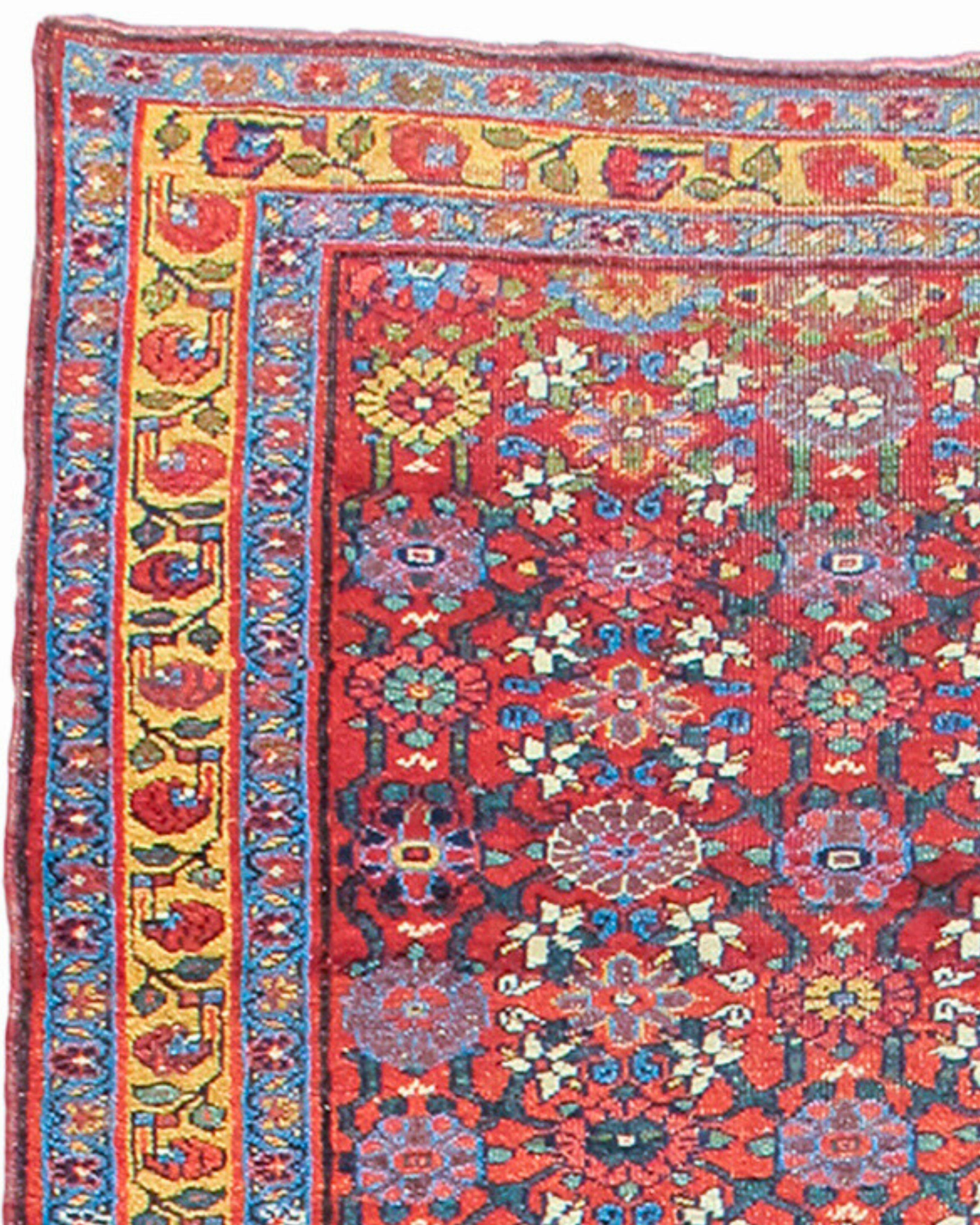 Hand-Woven Antique Persian Kurd Bidjar Rug, Late 19th Century For Sale