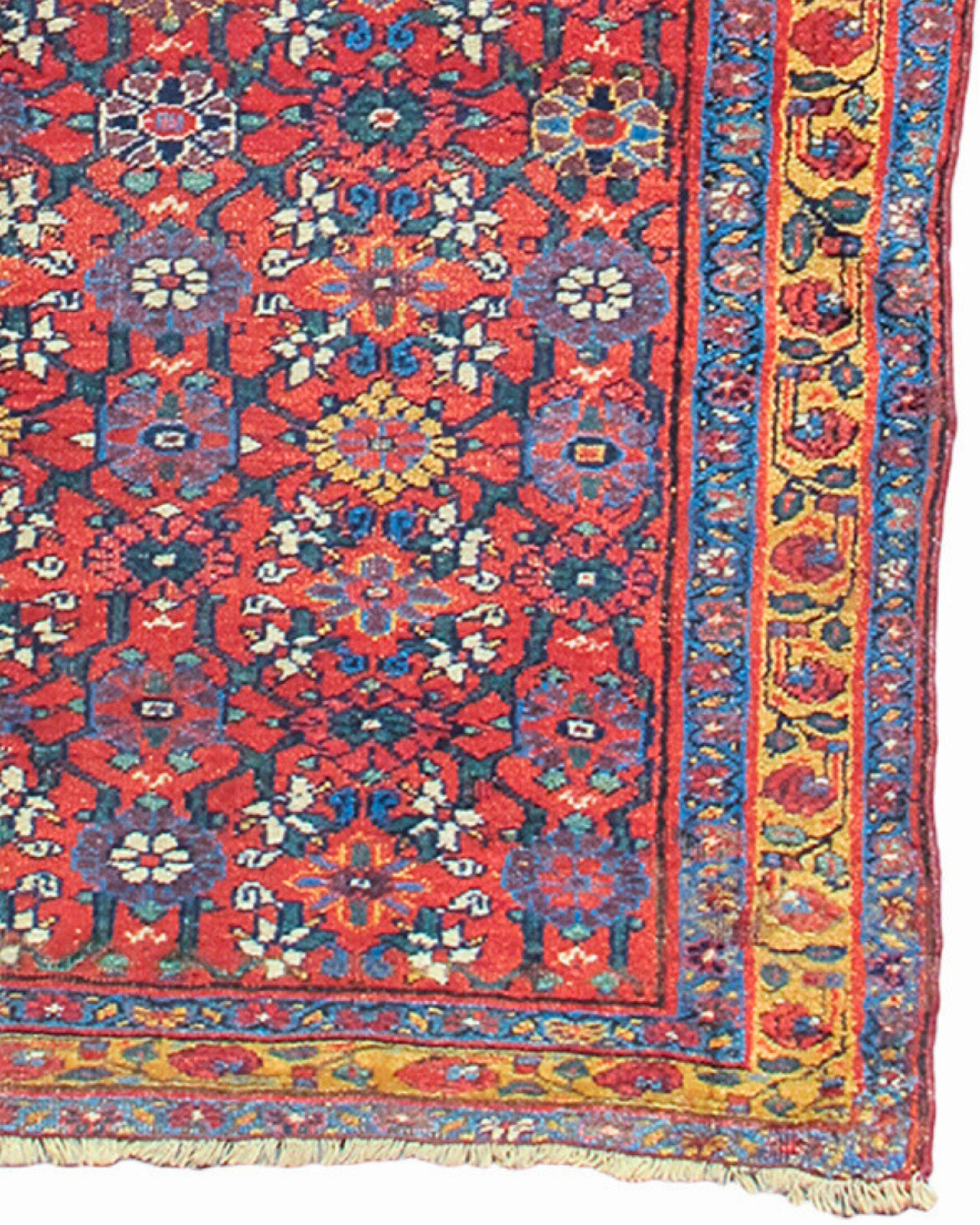 Wool Antique Persian Kurd Bidjar Rug, Late 19th Century For Sale