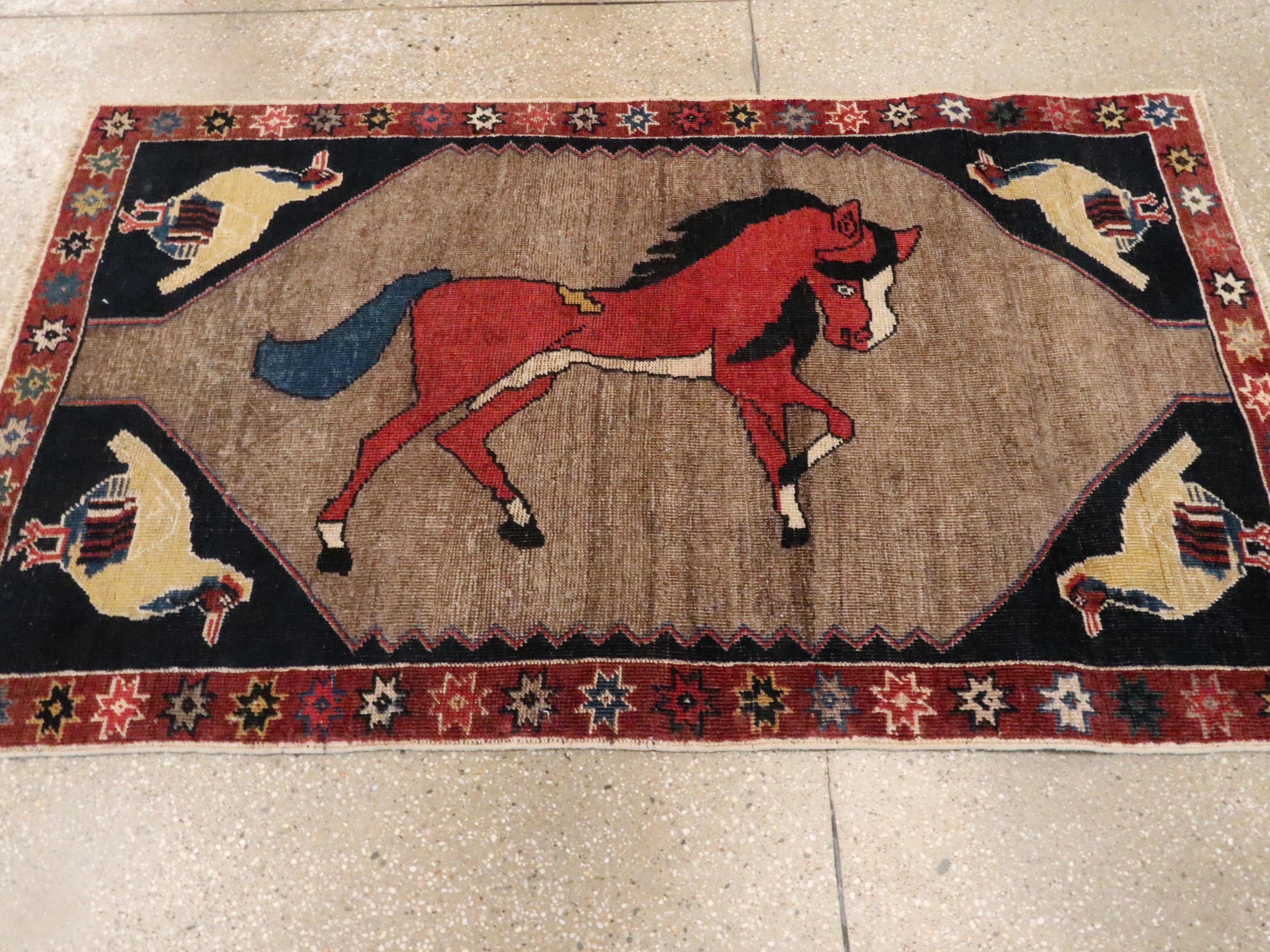 Perse Ancien tapis pictural persan kurde en vente