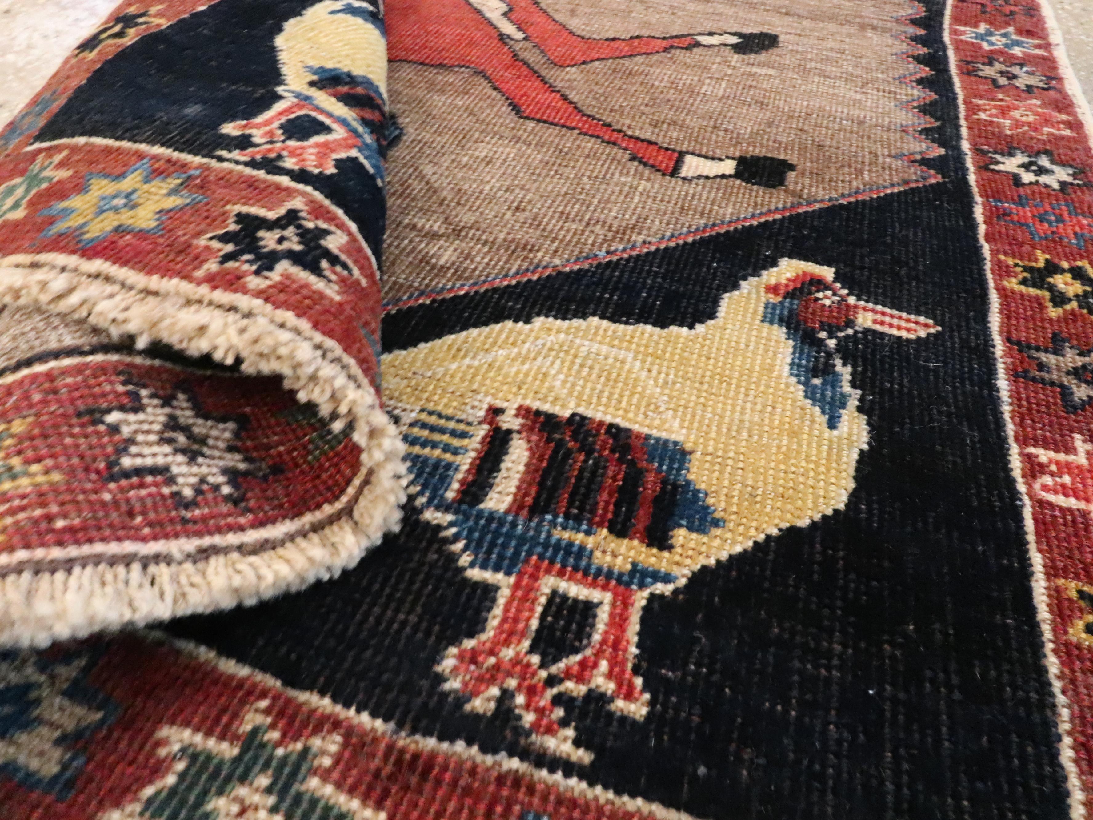 Laine Ancien tapis pictural persan kurde en vente