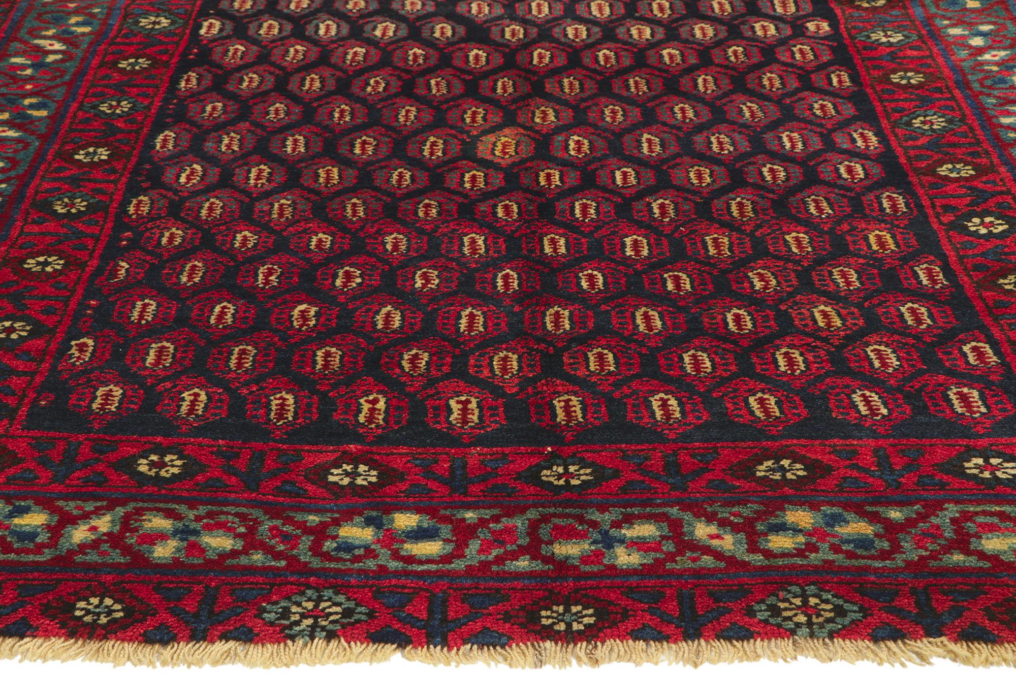 Hand-Knotted Antique Persian Kurd Rug with Allover Boteh Pattern For Sale