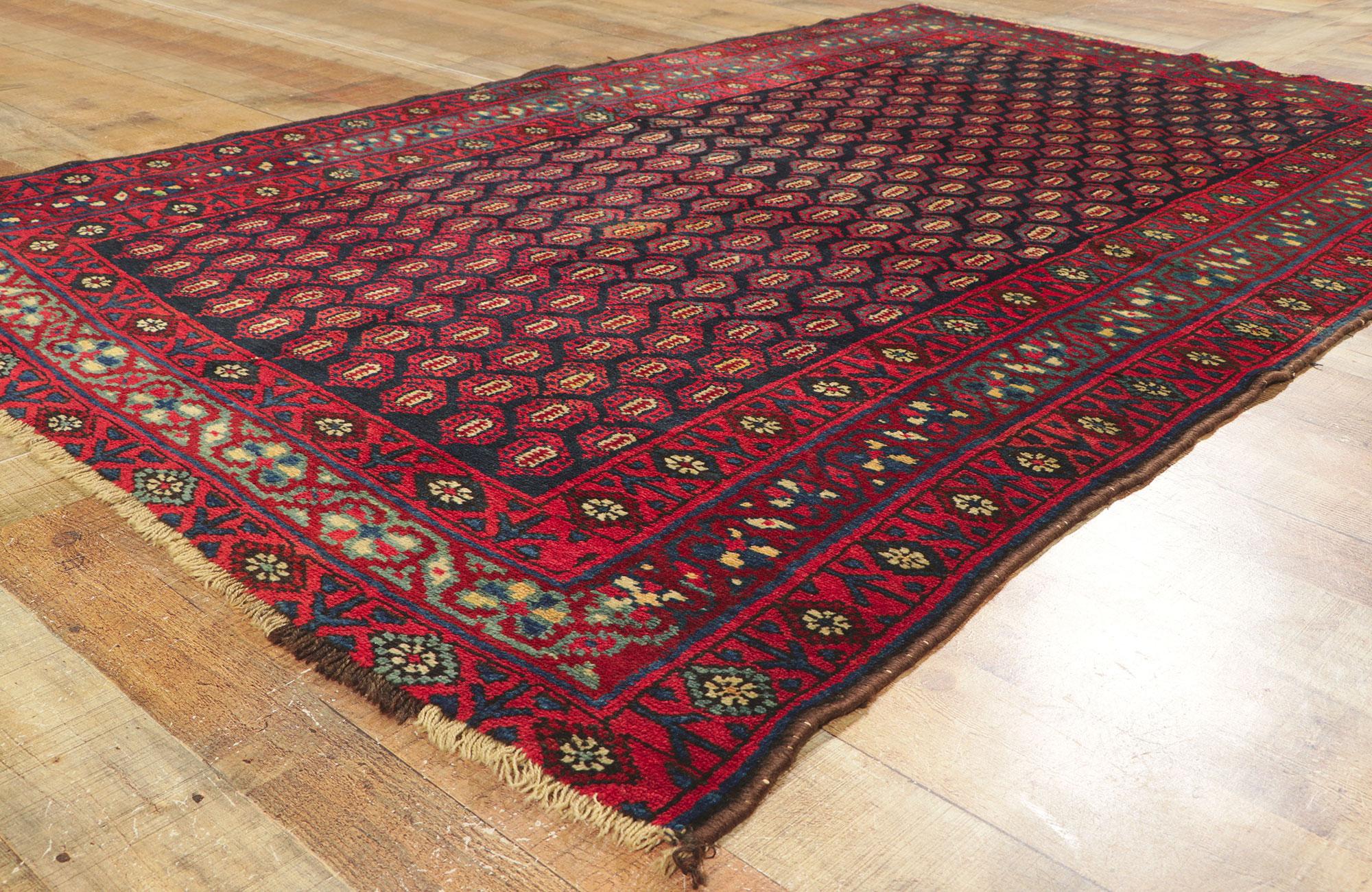Wool Antique Persian Kurd Rug with Allover Boteh Pattern For Sale