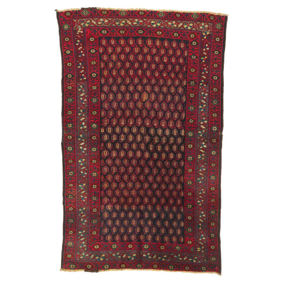 1930s Antique Persian Rug Mahal Design with Teeming ‘Boteh’ Patterns ...