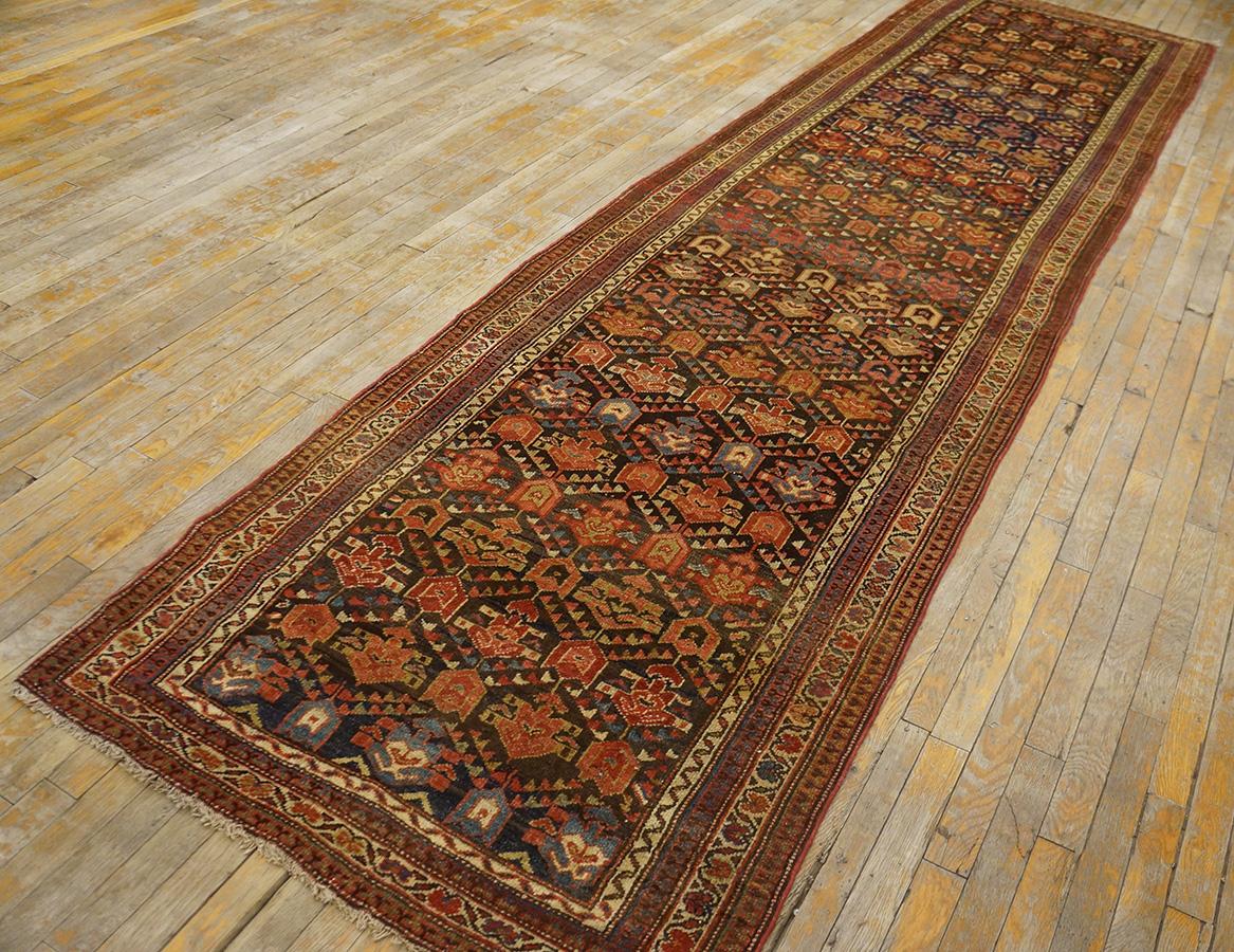 Hand-Knotted Late 19th Century NW Persian Kurdish Carpet ( 3'4'' x 12'8''- 102 x 386 )