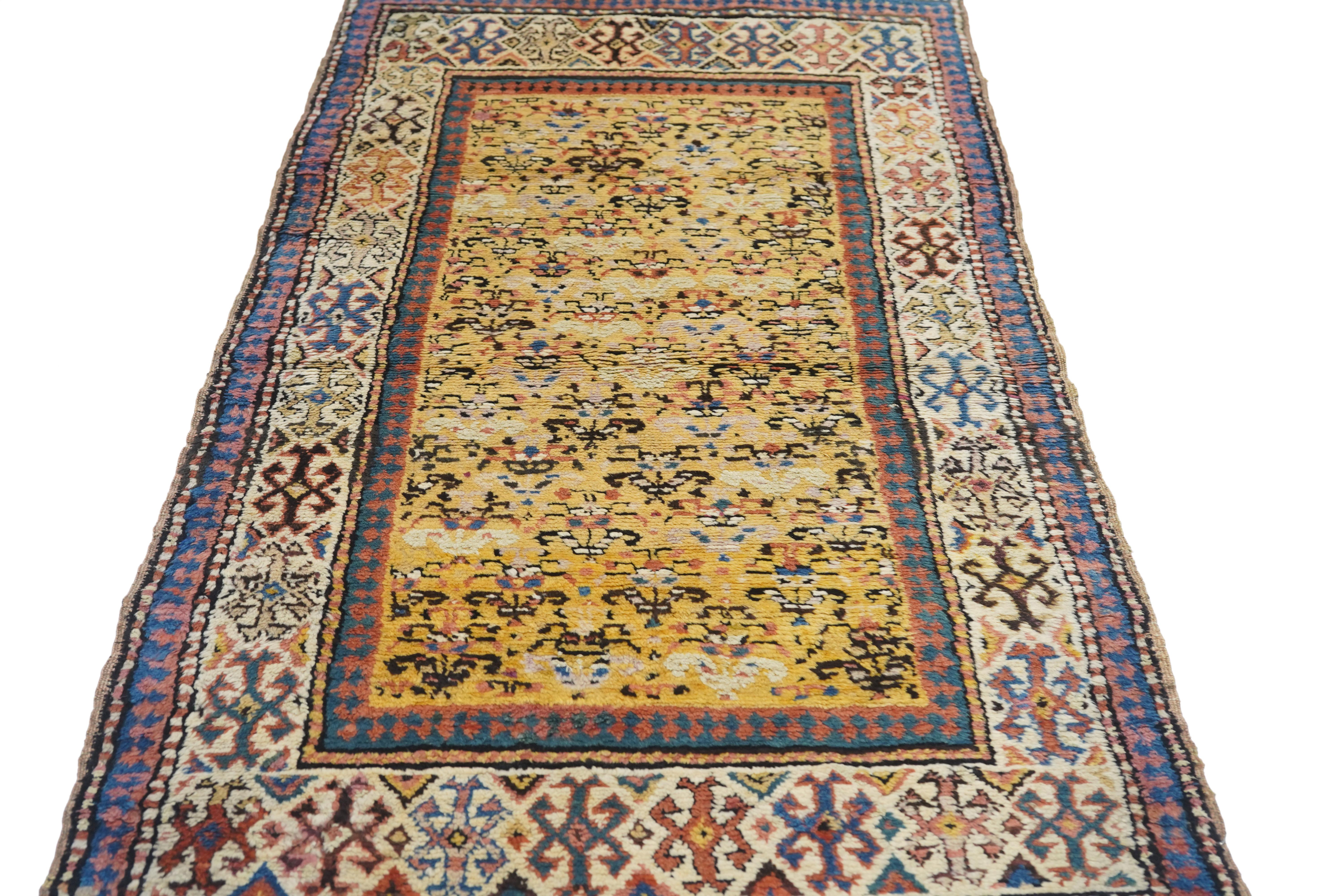 Noué à la main Ancien tapis persan kurde de 3'3