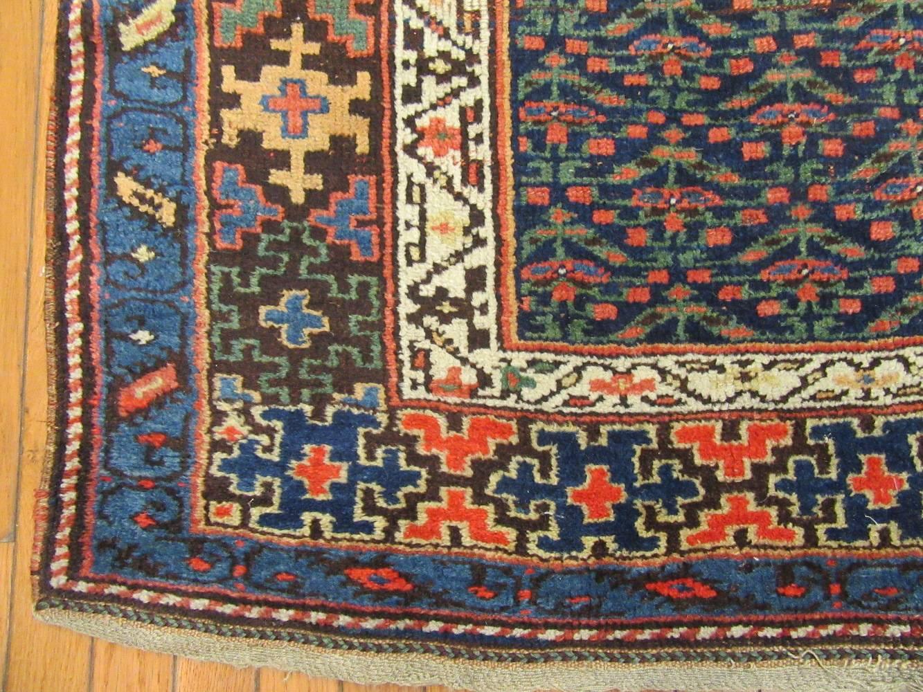 Hand-Knotted Antique Hand Knotted Wool Persian Kurdish Area Rug