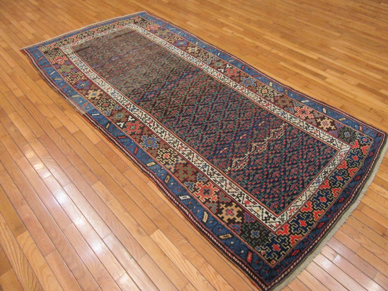 Antique Hand Knotted Wool Persian Kurdish Area Rug In Excellent Condition In Atlanta, GA