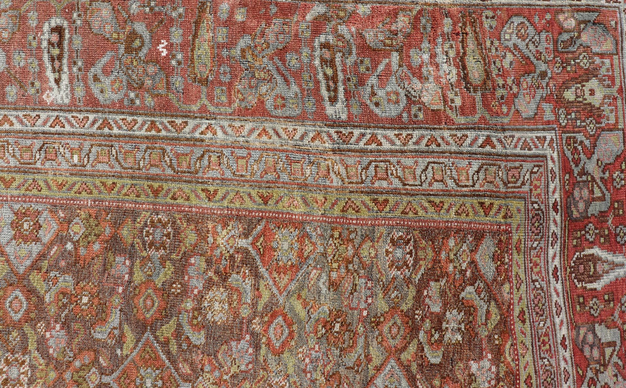 Antiker persischer kurdischer Bidjar-Teppich mit dichtem Herati-Muster 12'4 x 21'5 (Persisch) im Angebot