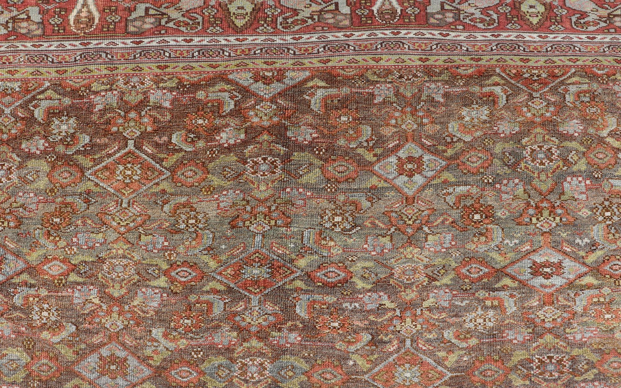 Antiker persischer kurdischer Bidjar-Teppich mit dichtem Herati-Muster 12'4 x 21'5 (Handgeknüpft) im Angebot