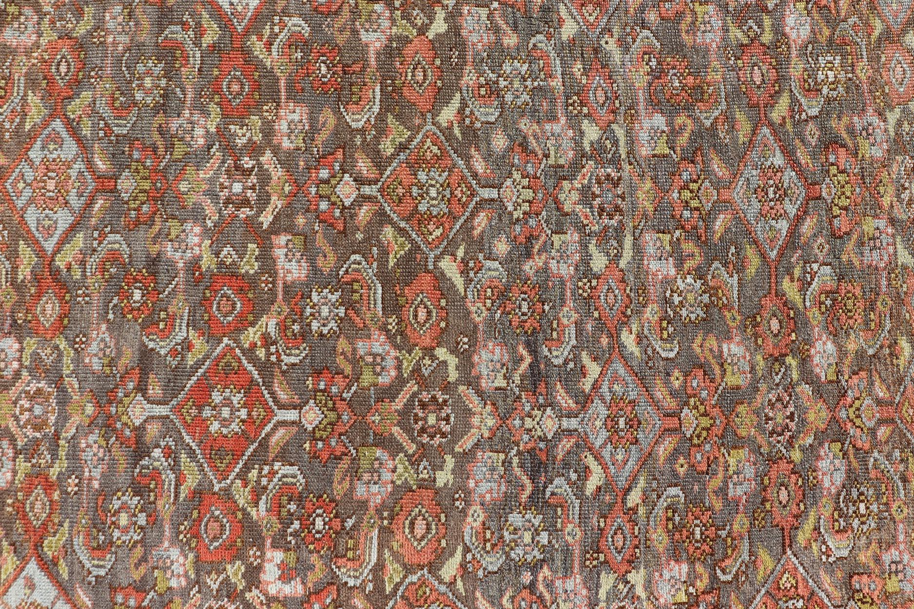 Antiker persischer kurdischer Bidjar-Teppich mit dichtem Herati-Muster 12'4 x 21'5 (19. Jahrhundert) im Angebot