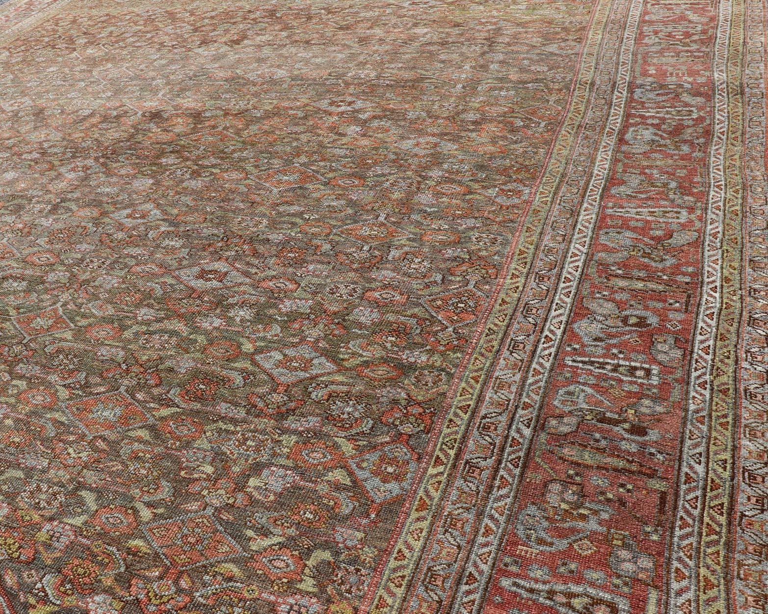 Antiker persischer kurdischer Bidjar-Teppich mit dichtem Herati-Muster 12'4 x 21'5 im Angebot 1