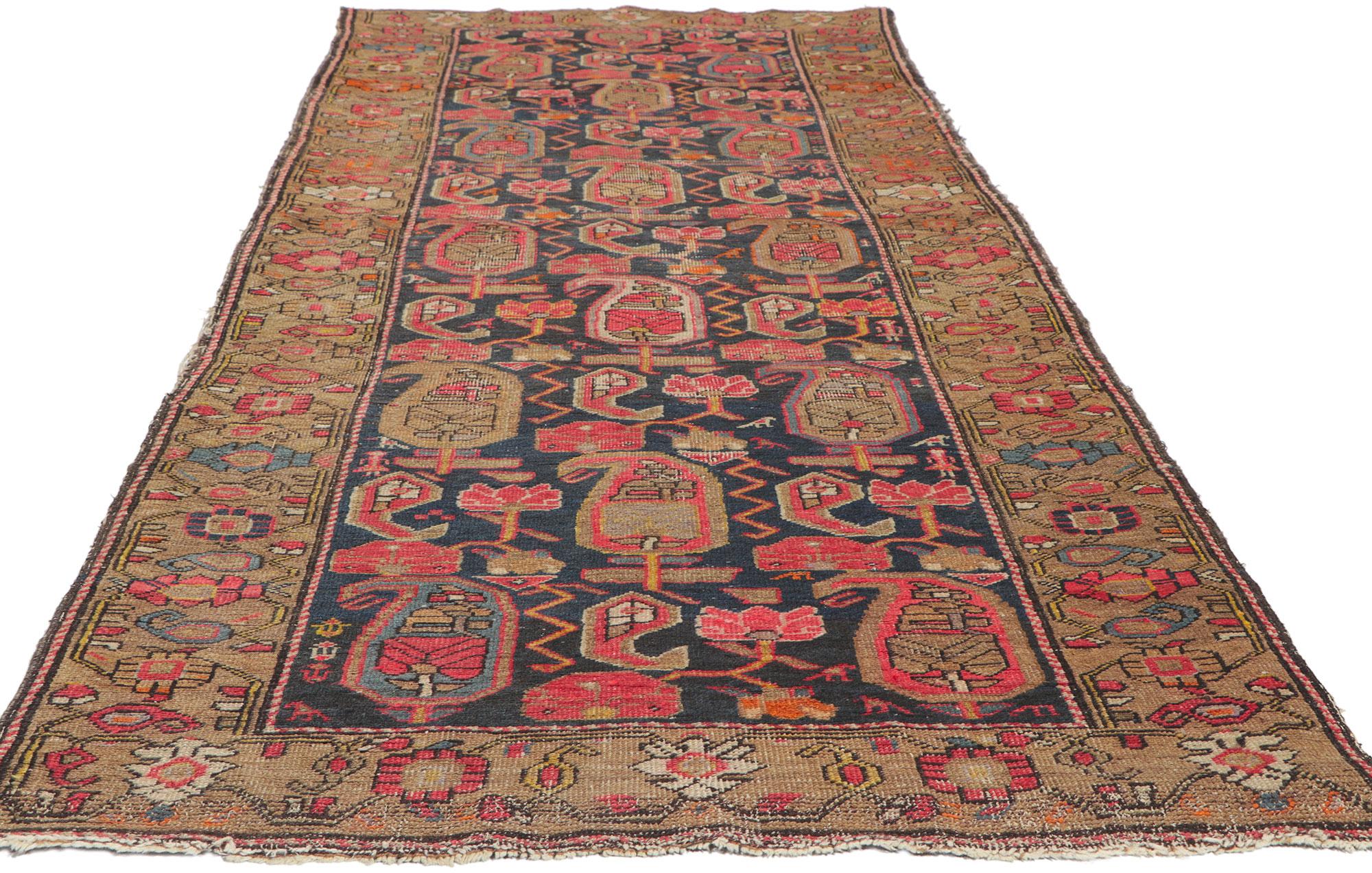 Aesthetic Movement Late 19th Century Antique Persian Kurdish Carpet with Traditional Style For Sale