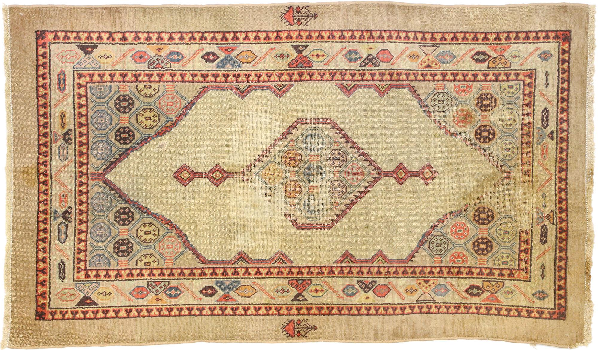 Wool Antique Persian Kurdish Carpet For Sale
