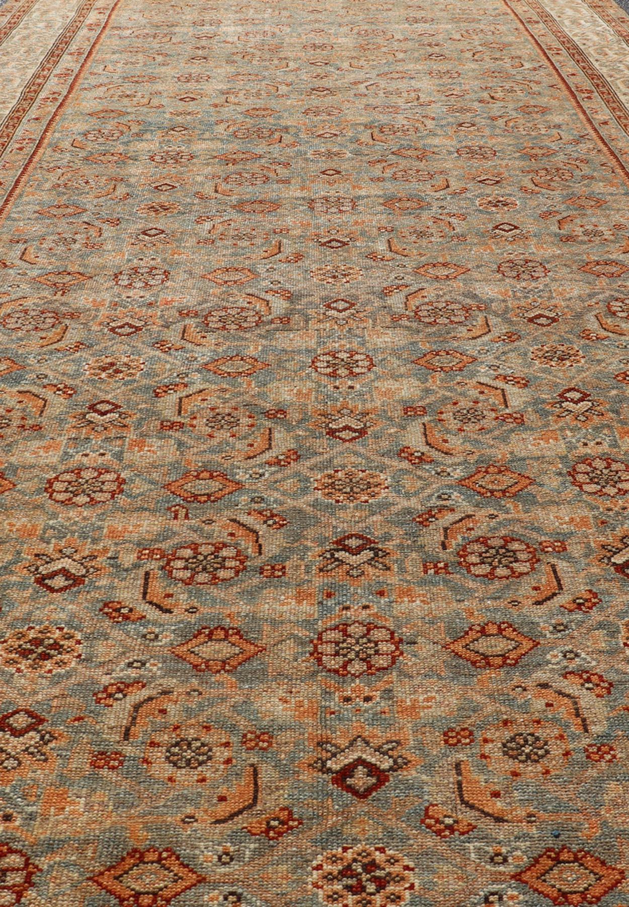 20th Century Antique Persian Kurdish Gallery Rug with All-Over Geometric Design For Sale