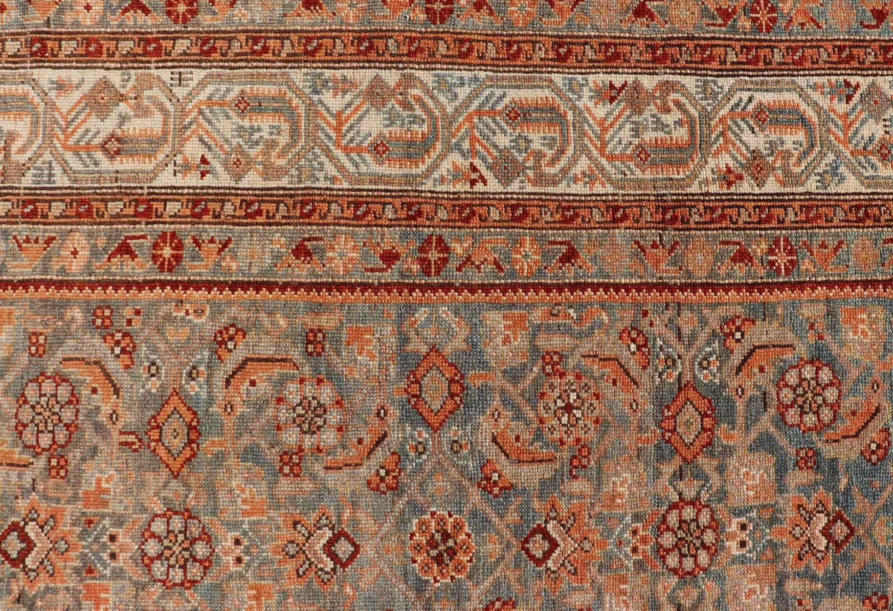 Antique Persian Kurdish Gallery Rug with All-Over Geometric Design For Sale 2