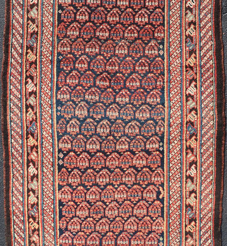 Antique Persian Kurdish Gallery Rug with All-Over Sub-Geometric Design For Sale 5