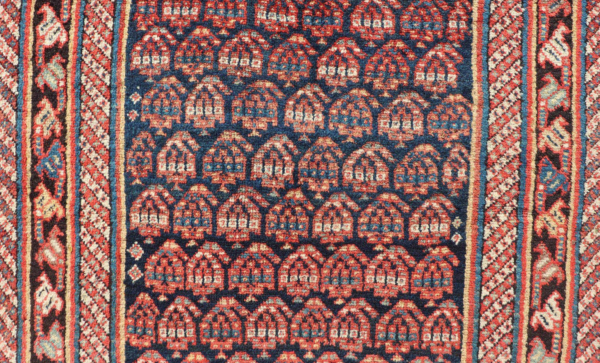 Antique Persian Kurdish Gallery Rug with All-Over Sub-Geometric Design In Good Condition For Sale In Atlanta, GA