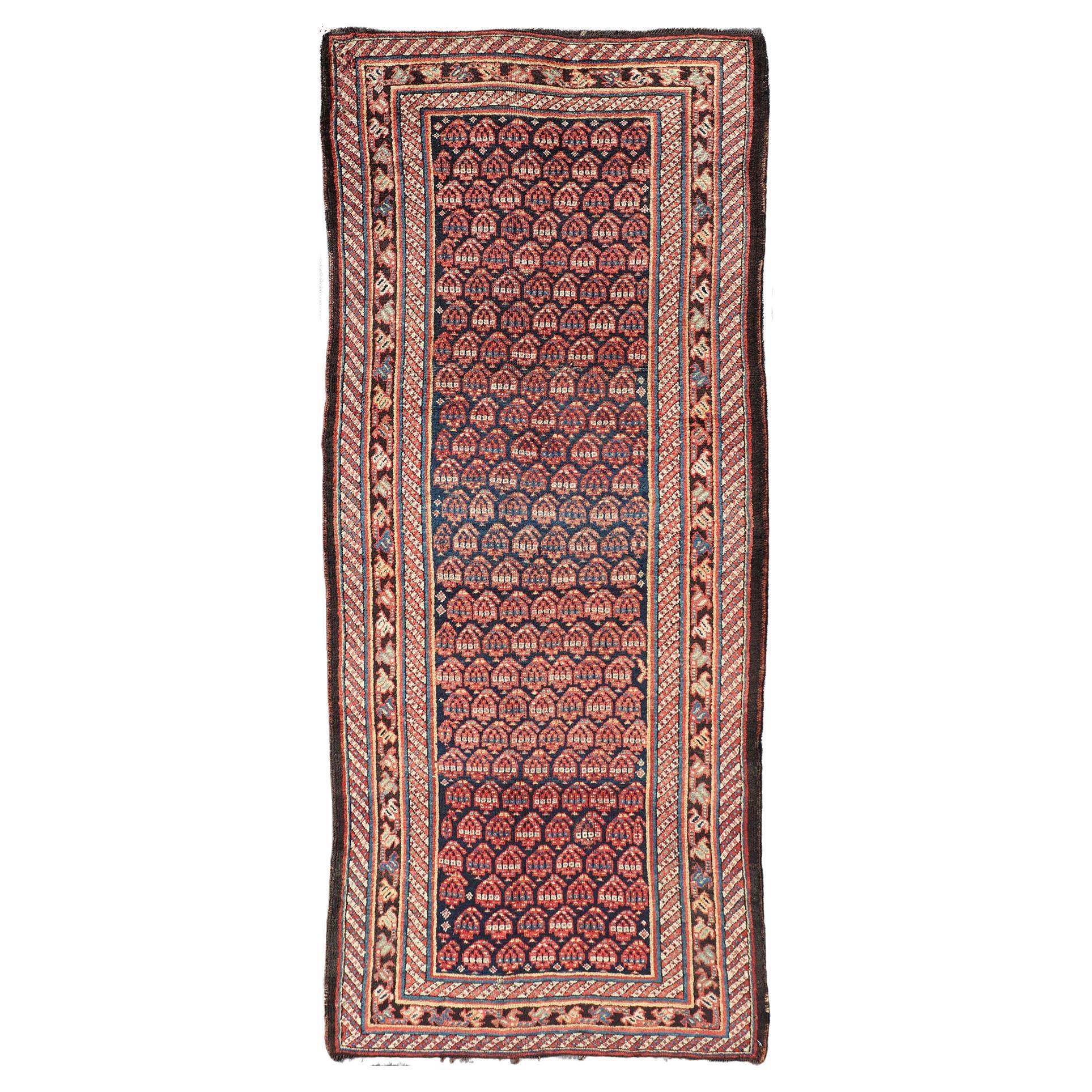 Antique Persian Kurdish Gallery Rug with All-Over Sub-Geometric Design For Sale