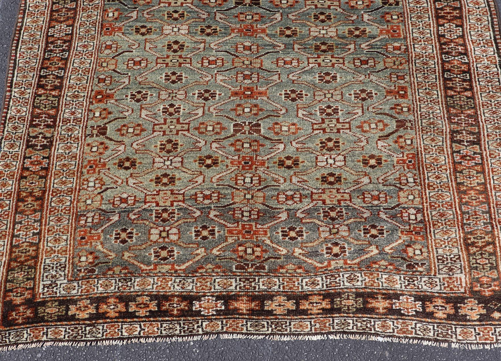 Antique Persian Kurdish Gallery Rug with Allover Geometric Design 5'1 x 10'6 en venta 3