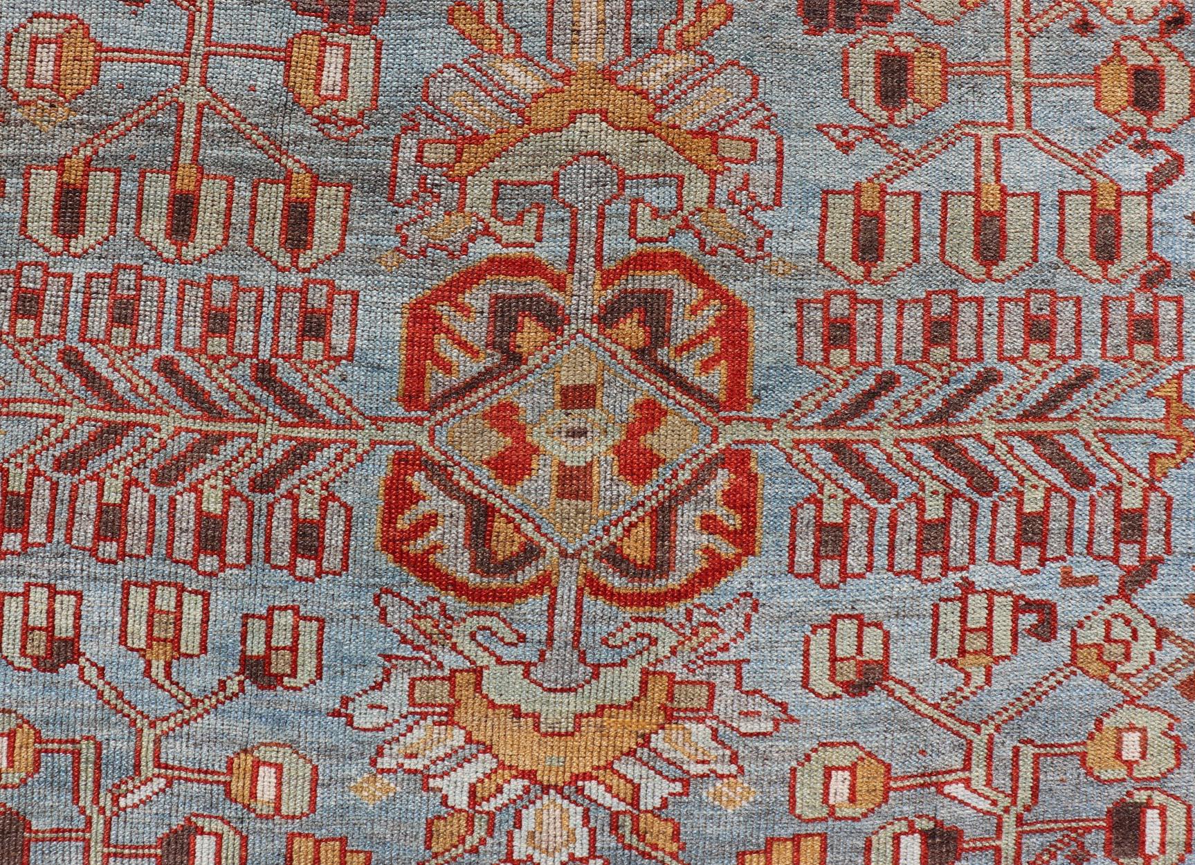 Antique Persian Kurdish Gallery Runner Rug in Wool with Tribal Medallion Design For Sale 6