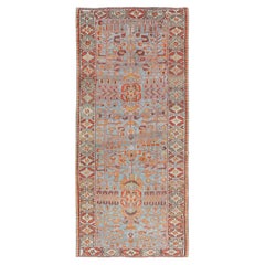 Antique Persian Kurdish Gallery Runner Rug in Wool with Tribal Medallion Design