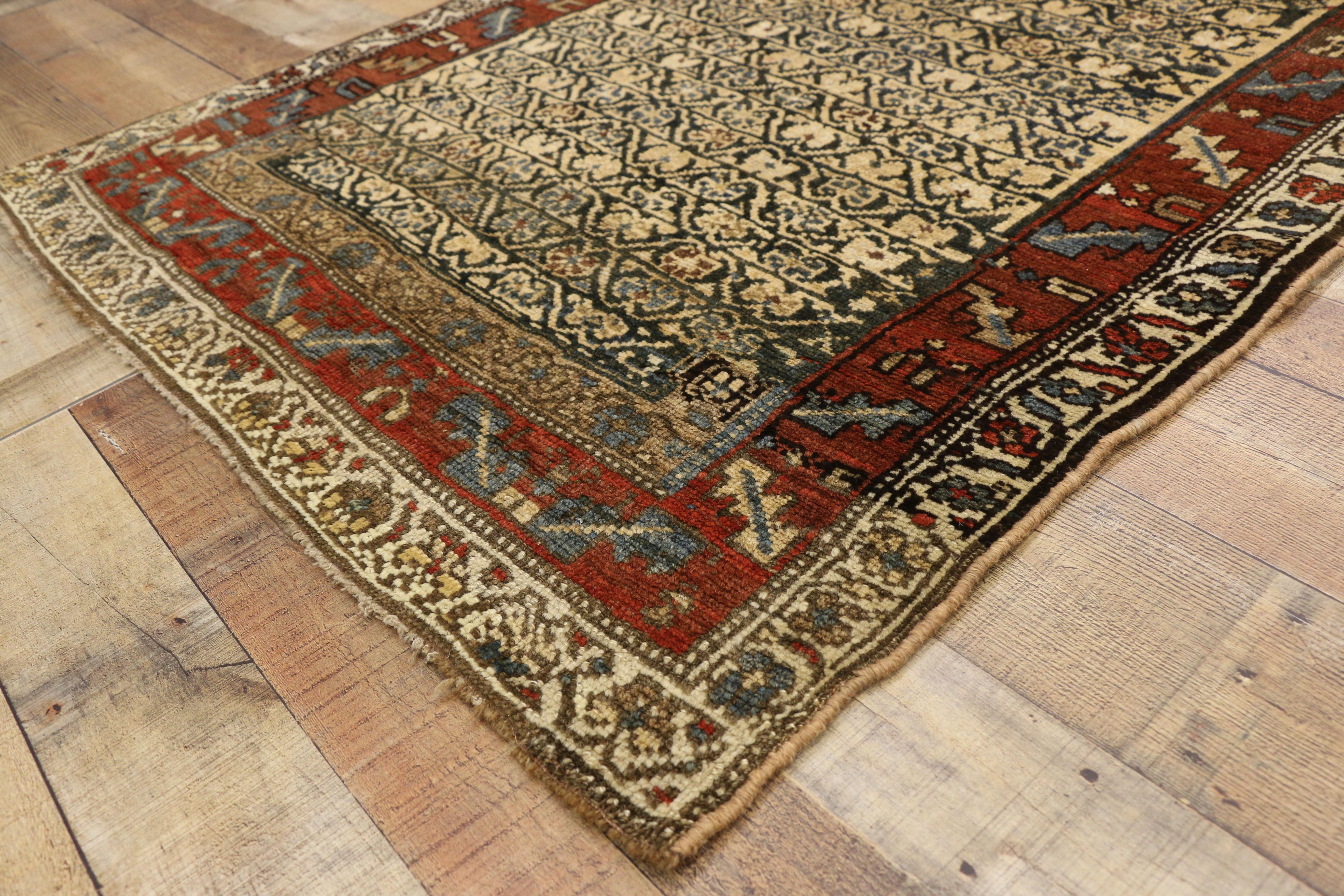 20th Century Antique Persian Kurdish Hallway Runner with Artisan Arts & Crafts Style For Sale