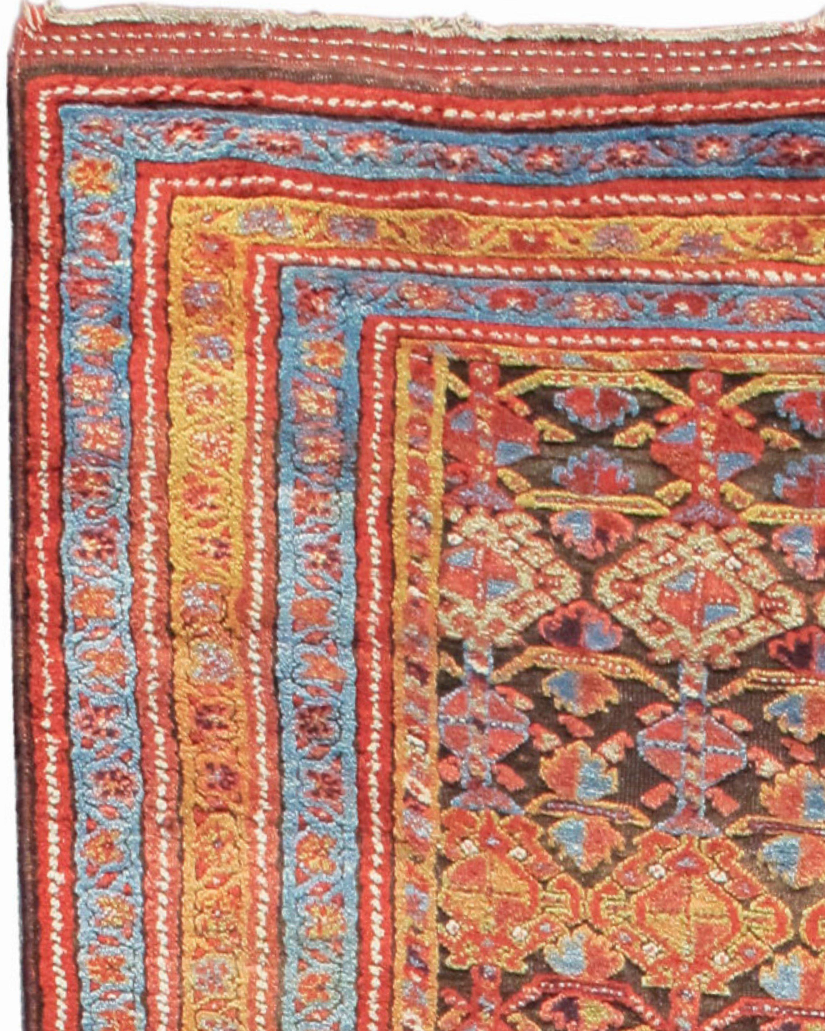 Hand-Knotted Antique Persian Kurdish Rug, 19th Century For Sale