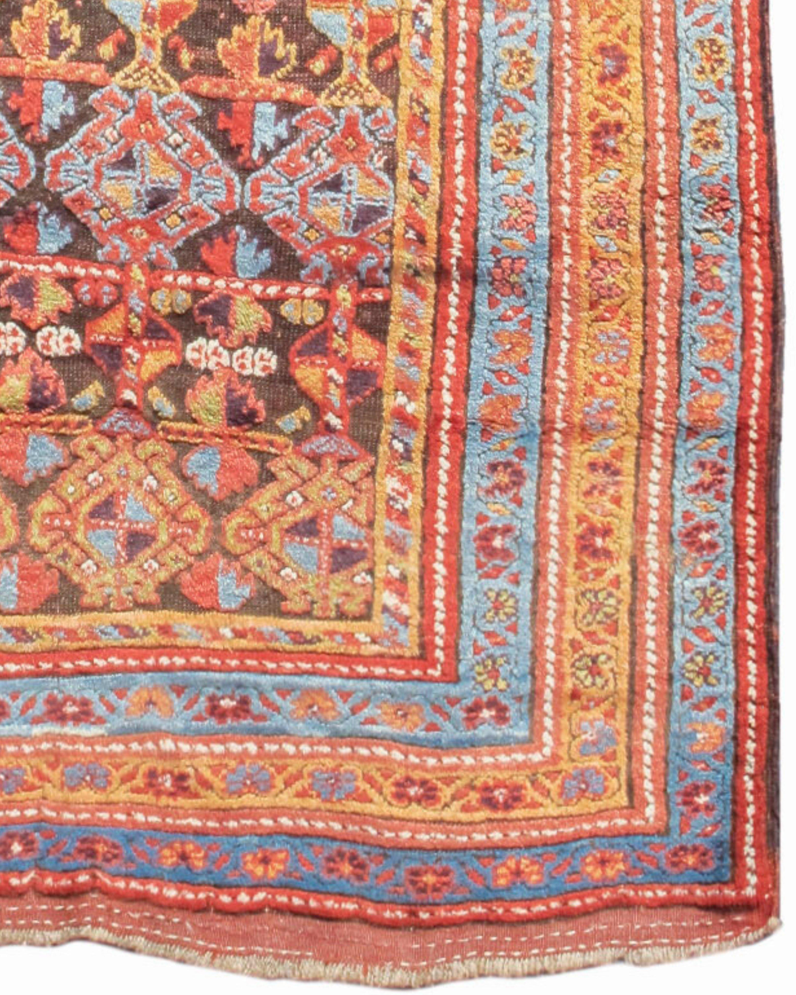 Wool Antique Persian Kurdish Rug, 19th Century For Sale