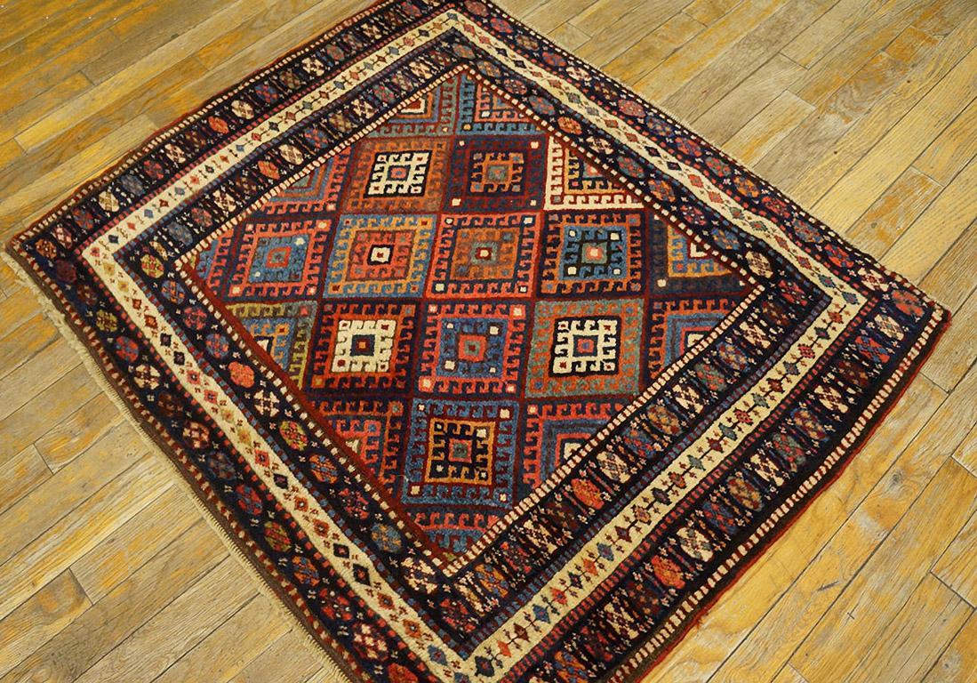 Antique Persian Kurdish rug, size: 2'10