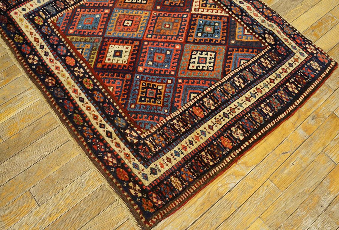 Hand-Knotted Antique Persian Kurdish Rug 2' 10