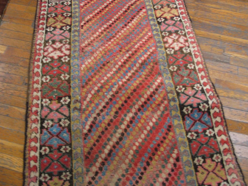 Hand-Knotted 19th Century W. Persian Kurdish Carpet ( 3'3