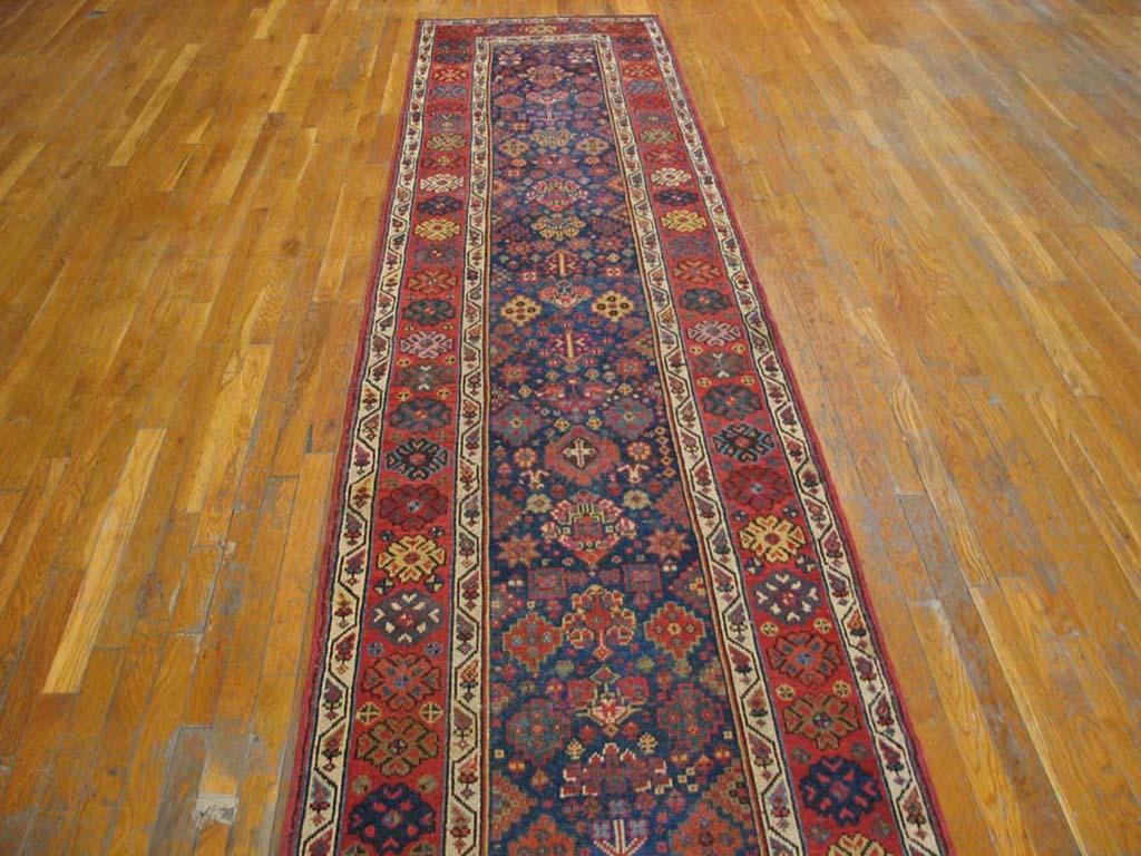 Hand-Knotted 19th Century W. Persian Kurdish Carpet ( 3' x 14' - 90 x 427 ) For Sale