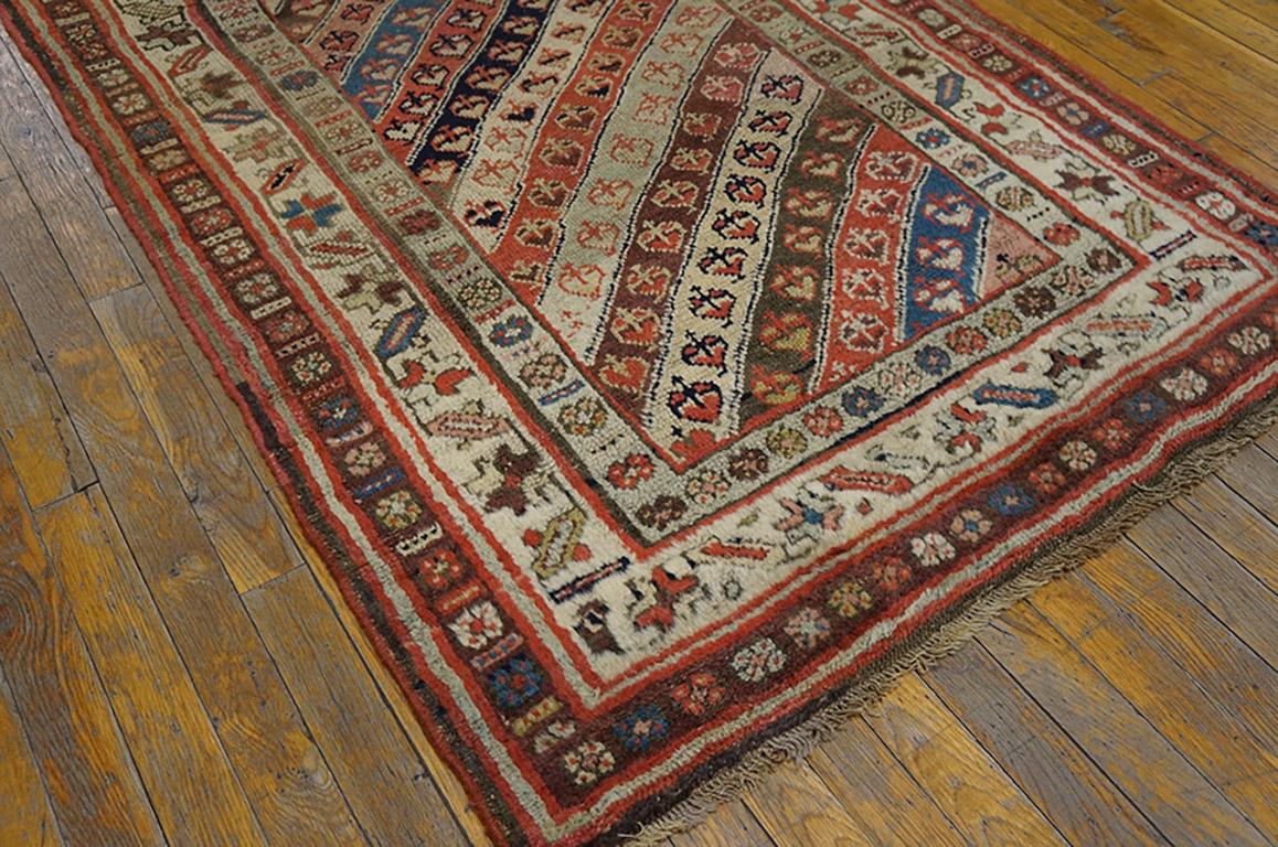 Hand-Knotted Antique Persian Kurdish Rug 3' 4