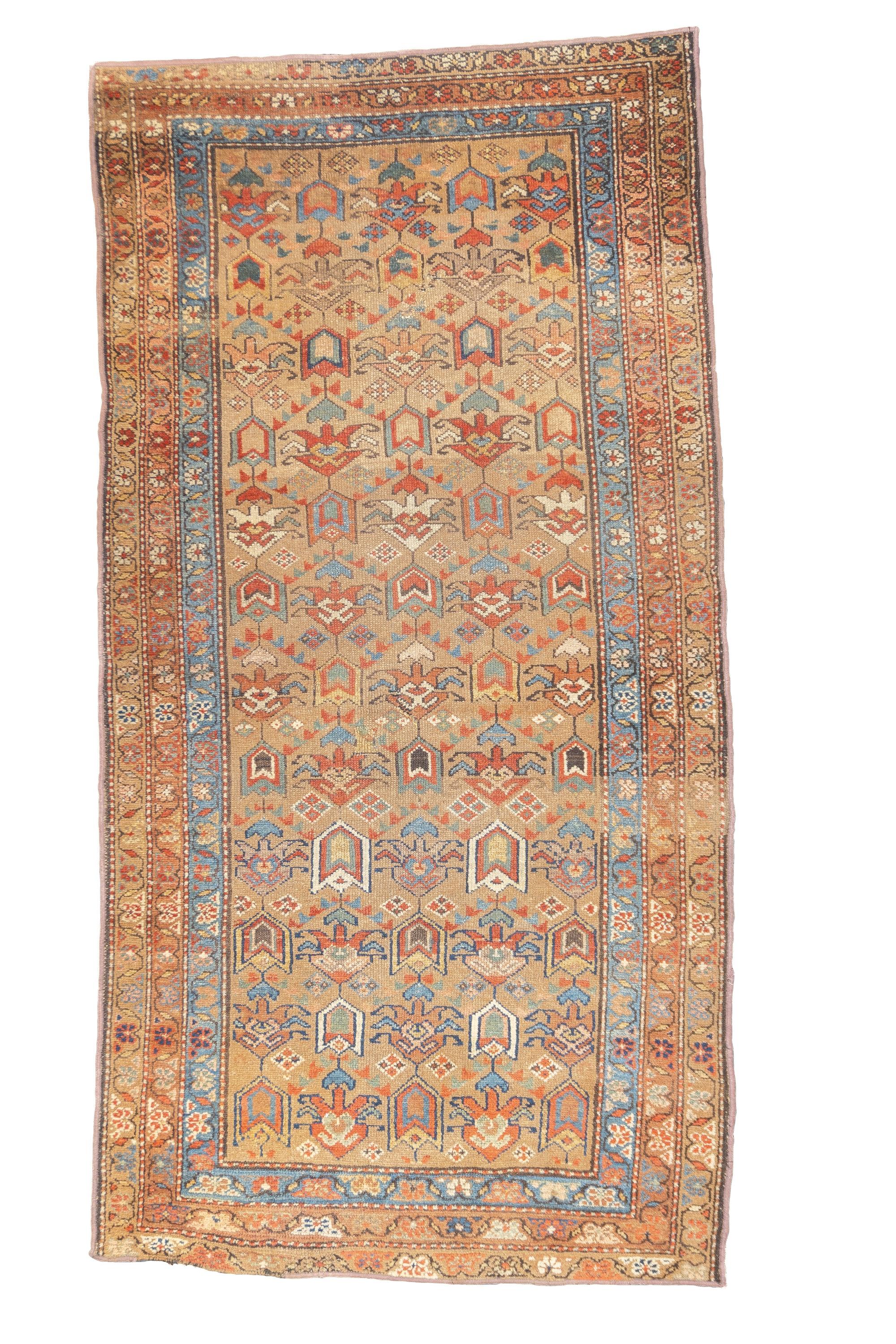 Hand-Knotted Antique Persian Kurdish Rug 3'5'' x 6'9'' For Sale