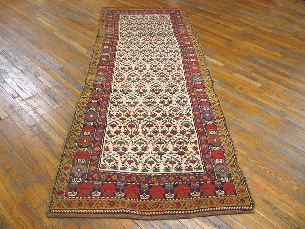 Hand-Knotted Mid 19th Century Persian Kurdish Carpet ( 3'6