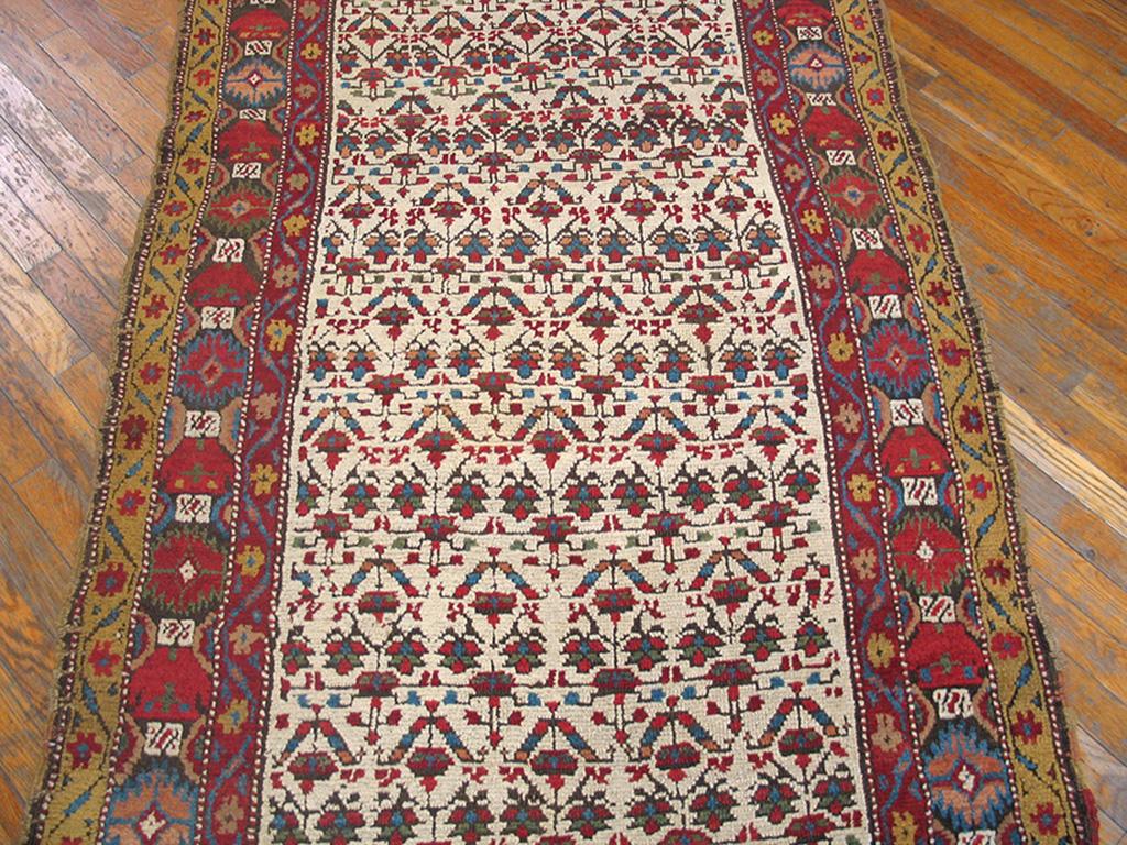 Wool Mid 19th Century Persian Kurdish Carpet ( 3'6
