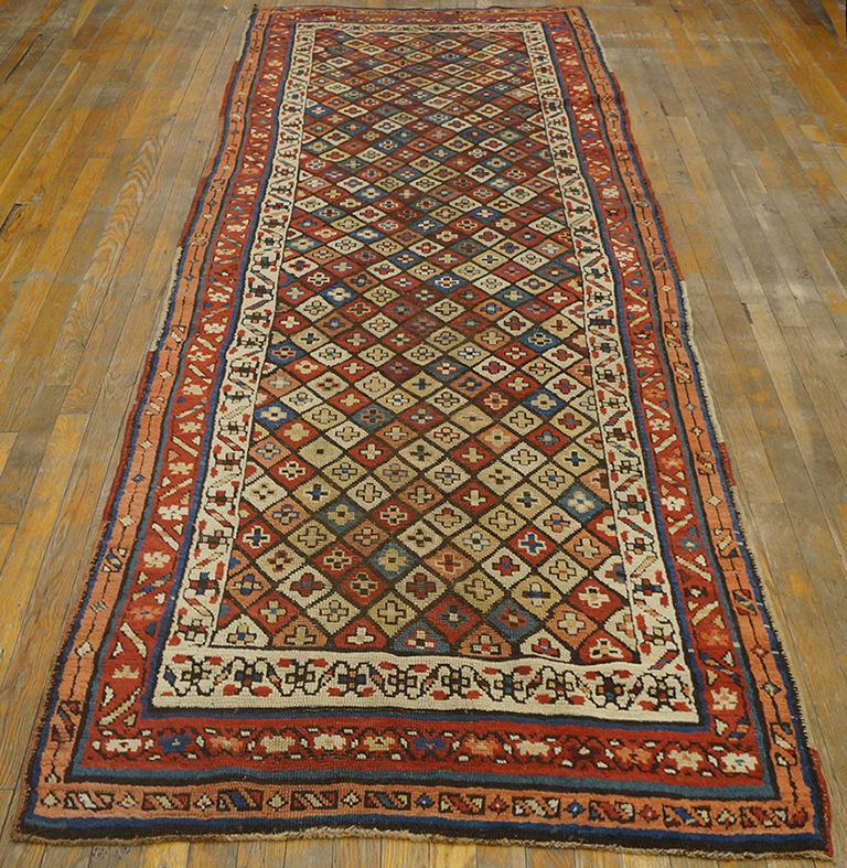 Hand-Knotted Late 19th Century W. Persian Kurdish Carpet ( 3'6