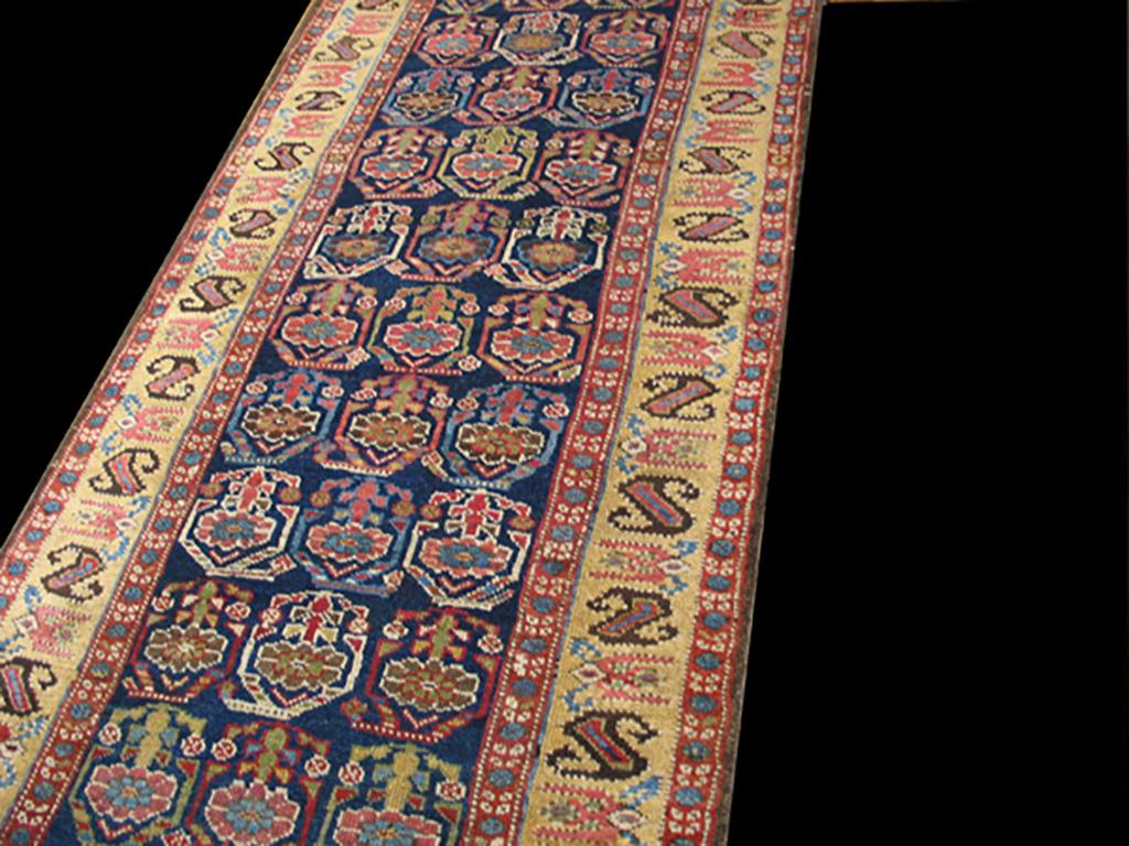 Hand-Knotted Mid 19th Century W. Persian Kurdish Carpet ( 3'6