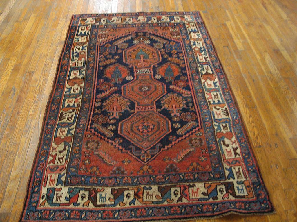 Hand-Knotted Early 20th Century W. Persian Kurdish Rug ( 4' x 6'6