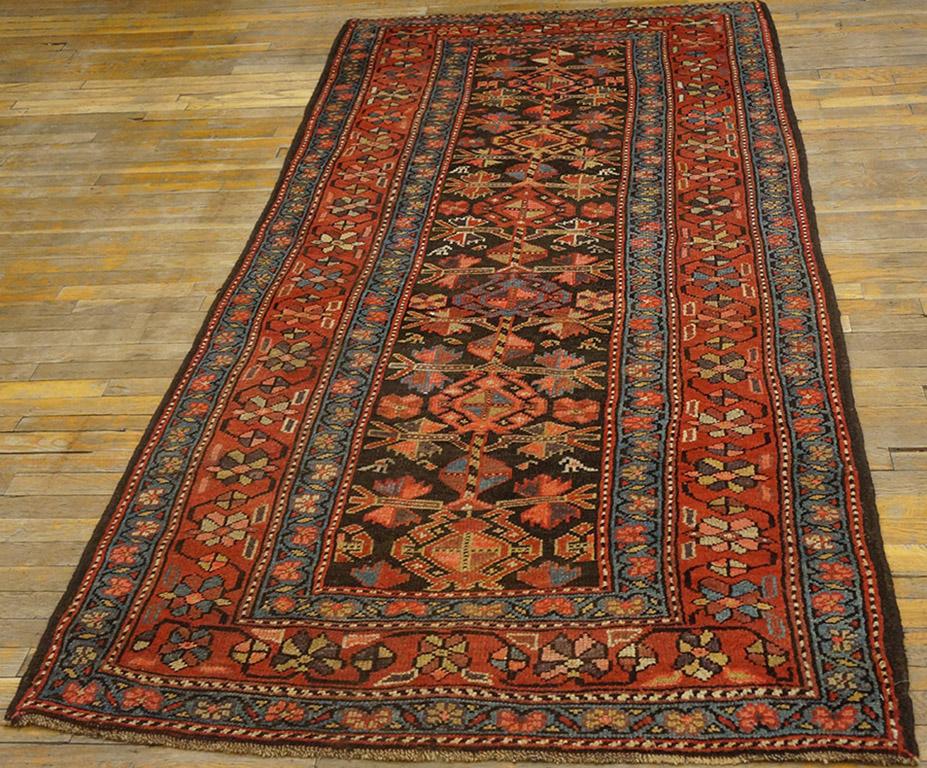 Tribal Tapis kurde persan de la fin du 19e siècle ( 4' x 8'9